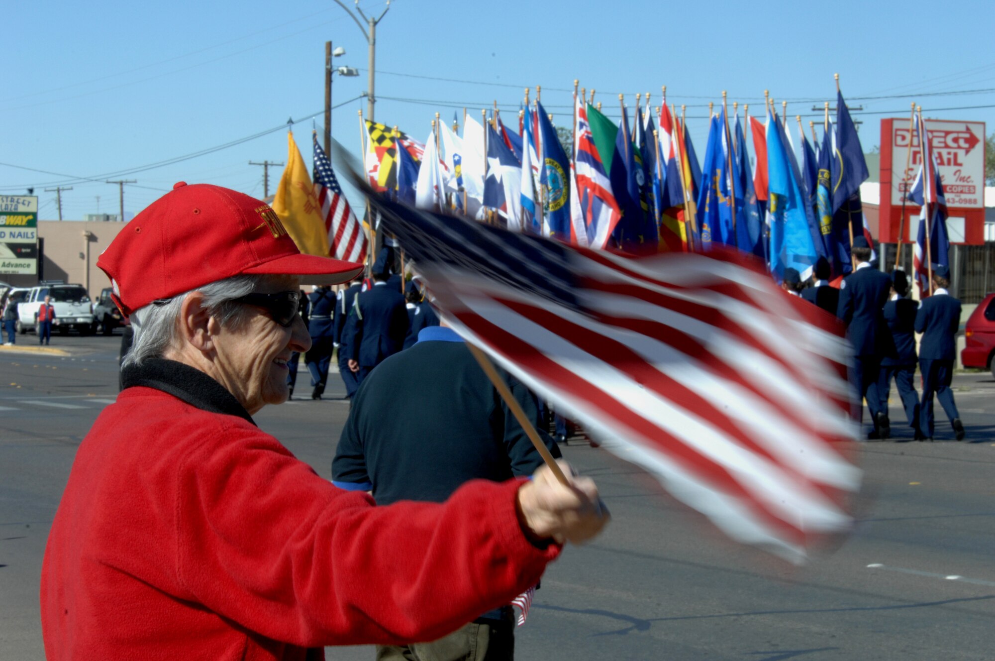 In 1954, President Dwight D. Eisenhower signed a bill proclaming Nov. 11 as Veterans Day and called upon Americans everywhere to devote themselves to the casue of peace. The city of Alamogordo, N.M. recognized Veterans Day by having a Veterans Day parade, Nov. 8, in Alamogordo, N.M., to honor America's fallen heroes, veterans and members who continue to serve.



(U.S. Air Force photo/ Senior Airman Anthony Nelson)
