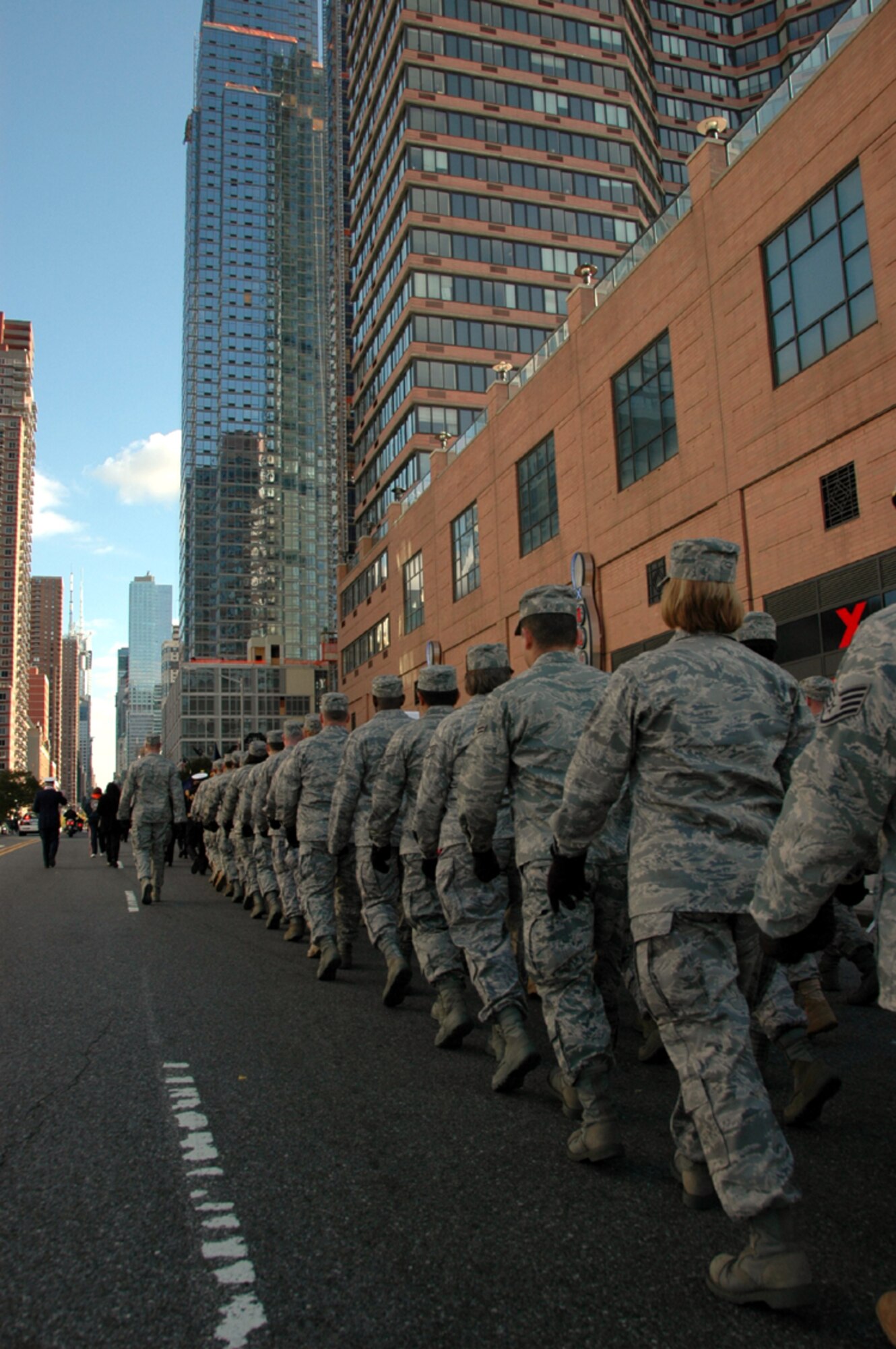 McGuire Airmen march in the annual Veterans Day parade in New York City Nov. 11. Members from all branches of the service participated in the parade to pay tribute to veteran’s who served the U.S. (U.S. Air Force photo/Master Sgt. Charles Kramer)