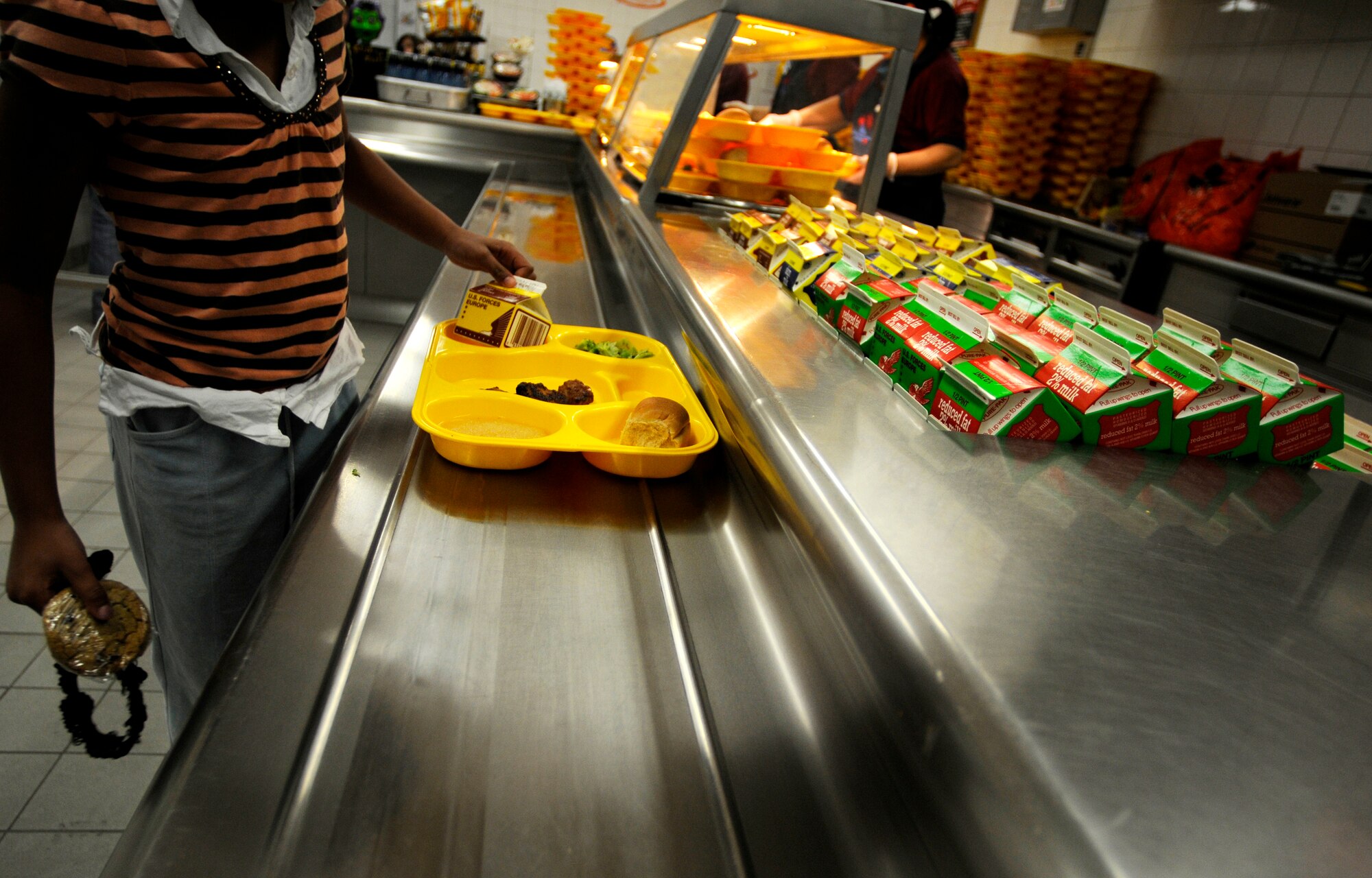 Since 1980, Army and Air Force Exchange Service has been providing school lunch to students K through 12th grades on Army and Air Force installations overseas ? including Ramstein Elementary School. Today -- that translates to 92 schools across nine countries, 24,000 pattern meals each day, for a total of more than 4.4 million meals each school year. (U.S. Air Force photo by Staff Sgt. Sarayuth Pinthong)  