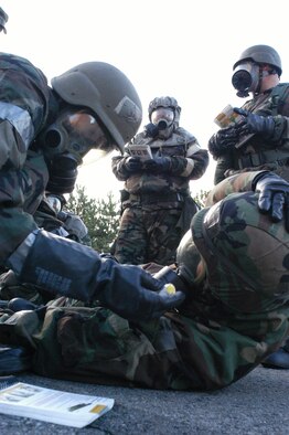 Airmen from the 911th recently participated in an Ability to Survive and Operate base-wide exercise. The ATSO training exercise was part of the spoolup training used during the Operational Readiness Inspection Training Package One. Other ORTPs will build up to the final Inspection held in December 2009. (U.S. Air Force Reserve Photo/ Tech. Sgt. Ian Carrier)