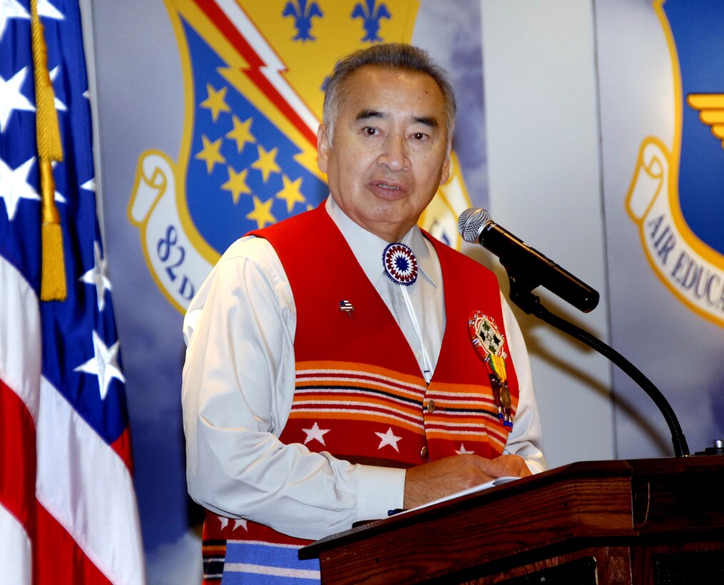 Joe Grayson, Deputy Chief of the Cherokee Tribe of Oklahoma, speaks to Sheppard personnel at the Native American and Alaskan Native Heritage Luncheon Nov. 13. (U.S. Air Force photo/Airman 1st Class Candy Miller)