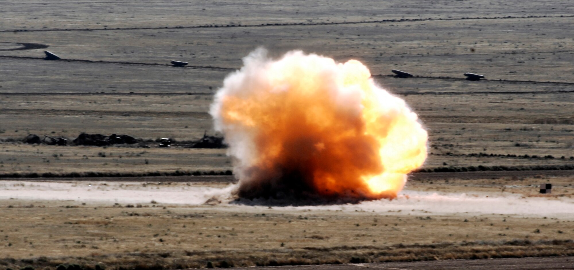 CANNON AIR FORCE BASE, N.M. - A controlled demolition rocks Melrose Air Force Range Nov. 6. The explosion was one of several conducted by the 27th Special Operations Civil Engineer Squadron's Explosive Ordnance Disposal flight as part of their annual range clearance. (U.S. Air Force photo/Airman 1st Class Danielle Martin)