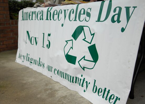 MOODY AIR FORCE BASE, Ga. -- Moody celebrated America Recycles Day here Nov. 14. It is a nationally recognized day that teaches and promotes the importance of recycling. (U.S. Air Force photo by Senior Airman Elizabeth Rissmiller) 