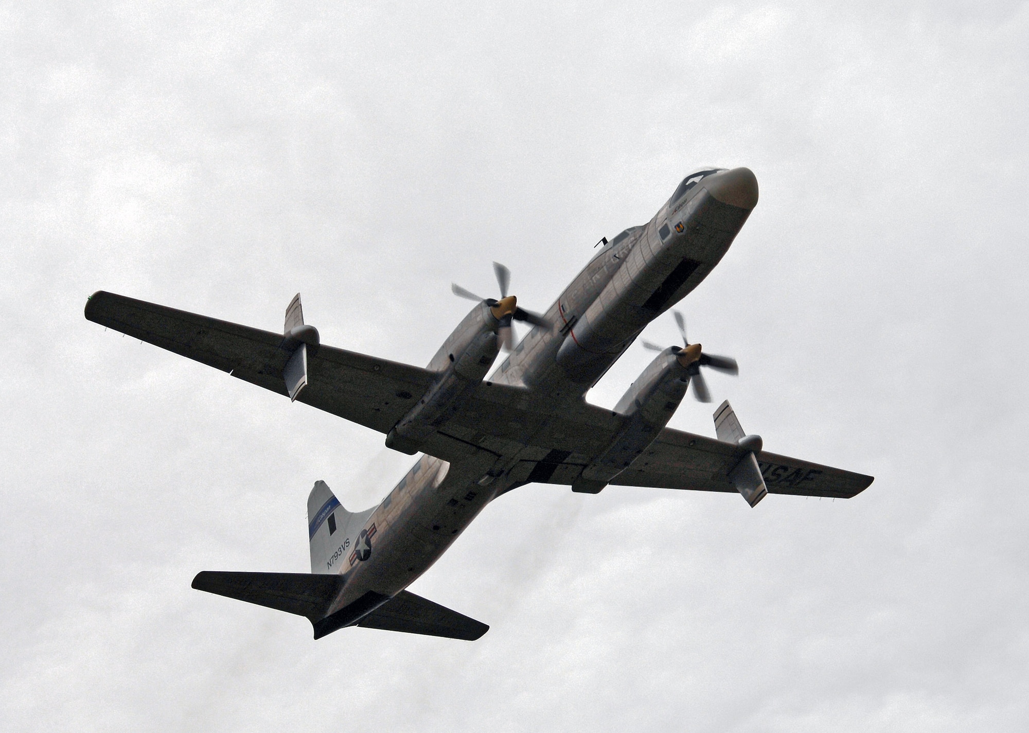 The U.S. Air Force C-131 known as the Total-In-Flight Simulator made its final flight to the National Museum of the United States Air Force at Wright-Patterson Air Force Base, Ohio, Nov. 7. The unusual aircraft flew some 2,500 research flights and contributed to the advancement of many of the flight technologies integral to today's fleet. Prior to its retirement, the TIFS, a 1955 Convair, was the oldest operating aircraft in the Air Force inventory.  (U.S. Air Force photo/Ben Strasser)