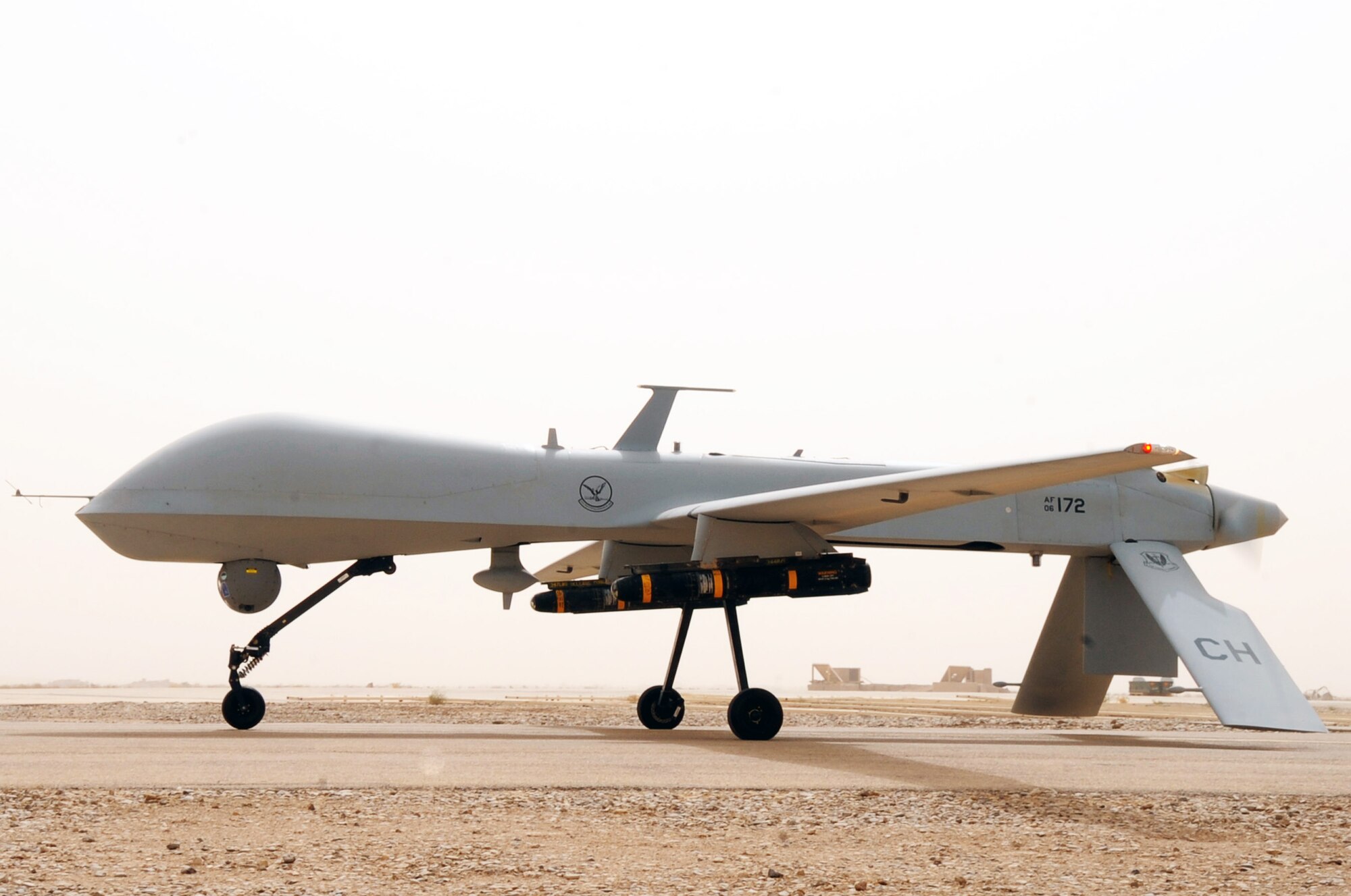 An MQ-1 Predator prepares for takeoff in support of Operation Iraqi Freedom. The Predator provides integrated and synchronized close-air combat operations, to include intelligence, surveillance and reconnaissance. (U.S. Air Force photo/Tech. Sgt. Sabrina Johnson)