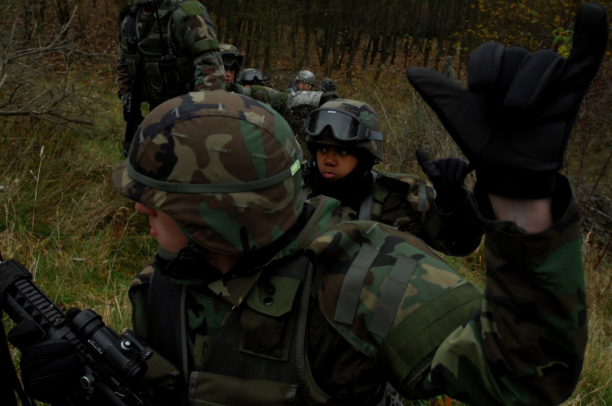U.S. Air Force Security Forces Squadron members, participate in a two-day Mounted Operations exercise, Nov. 14, 2008 Baumholder, Germany. (U.S. Air Force photo Airman 1st Class Kenny Holston)(Released)
