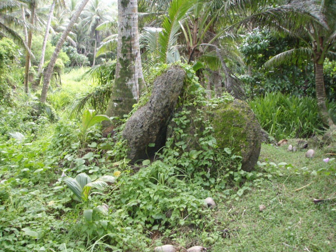 Ancient Chamorro Latte Stones photographed at Tarague Beach. (U.S. Air Force photo by David Lotz)