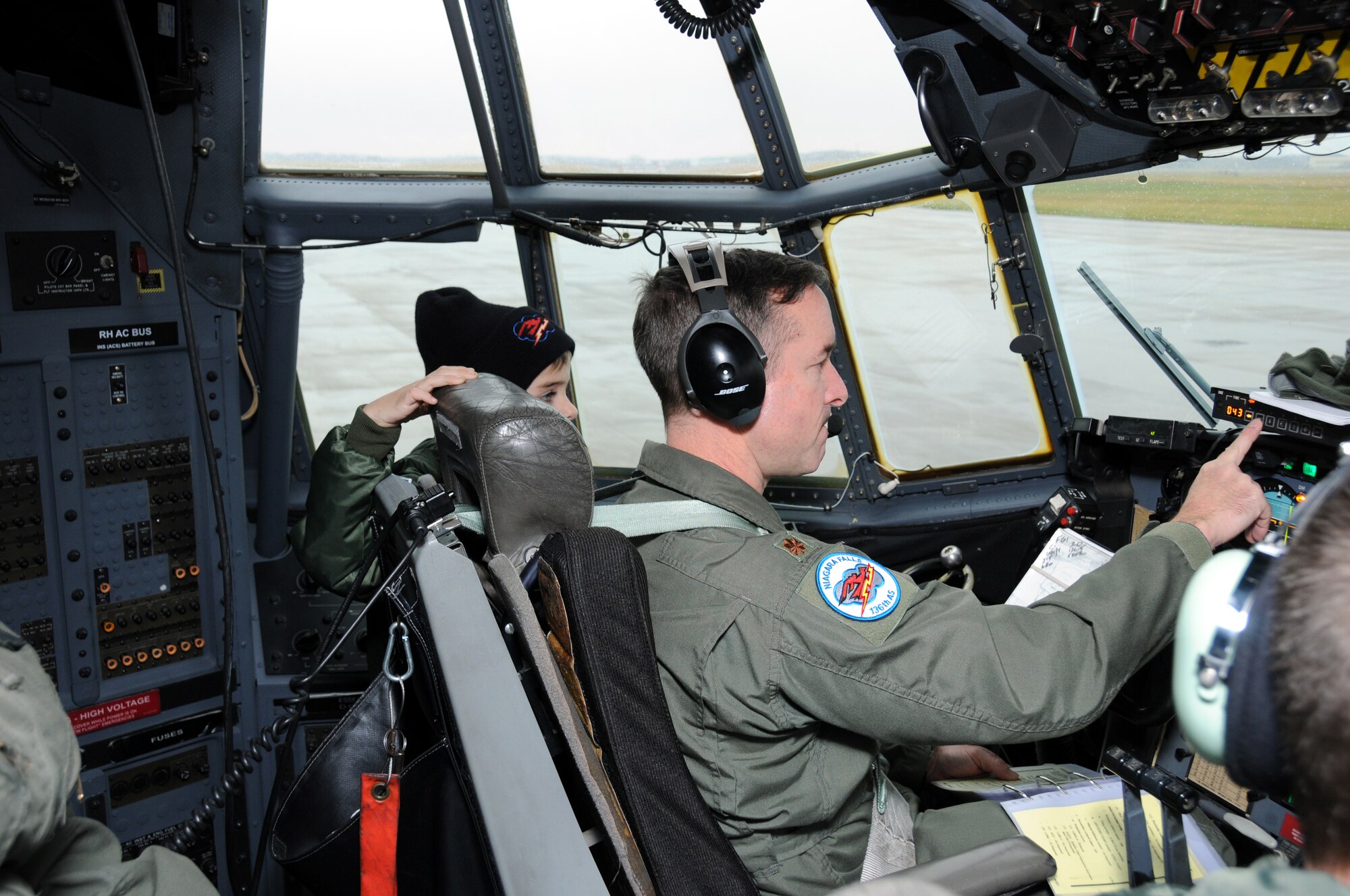 Hunter observes as Maj. Greg Miller begins the preflight check prior to take-off.
