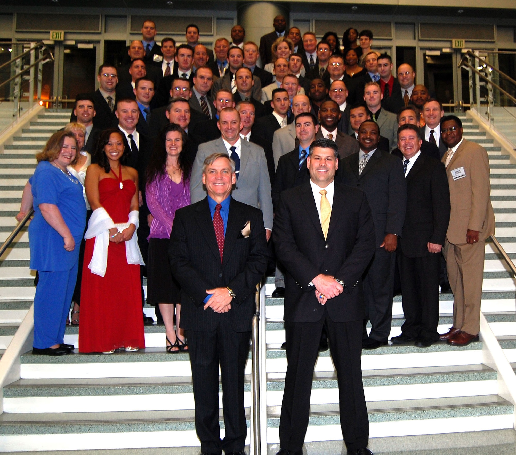 Attendees from the U.S. Air Force Expeditionary Center on Fort Dix, N.J., stop for a group photo prior to the banquet for the 2008 Airlift/Tanker Association Convention Nov. 8, 2008, in Anaheim, Calif. (U.S. Air Force Photo/Master Sgt. Scott Pepper)