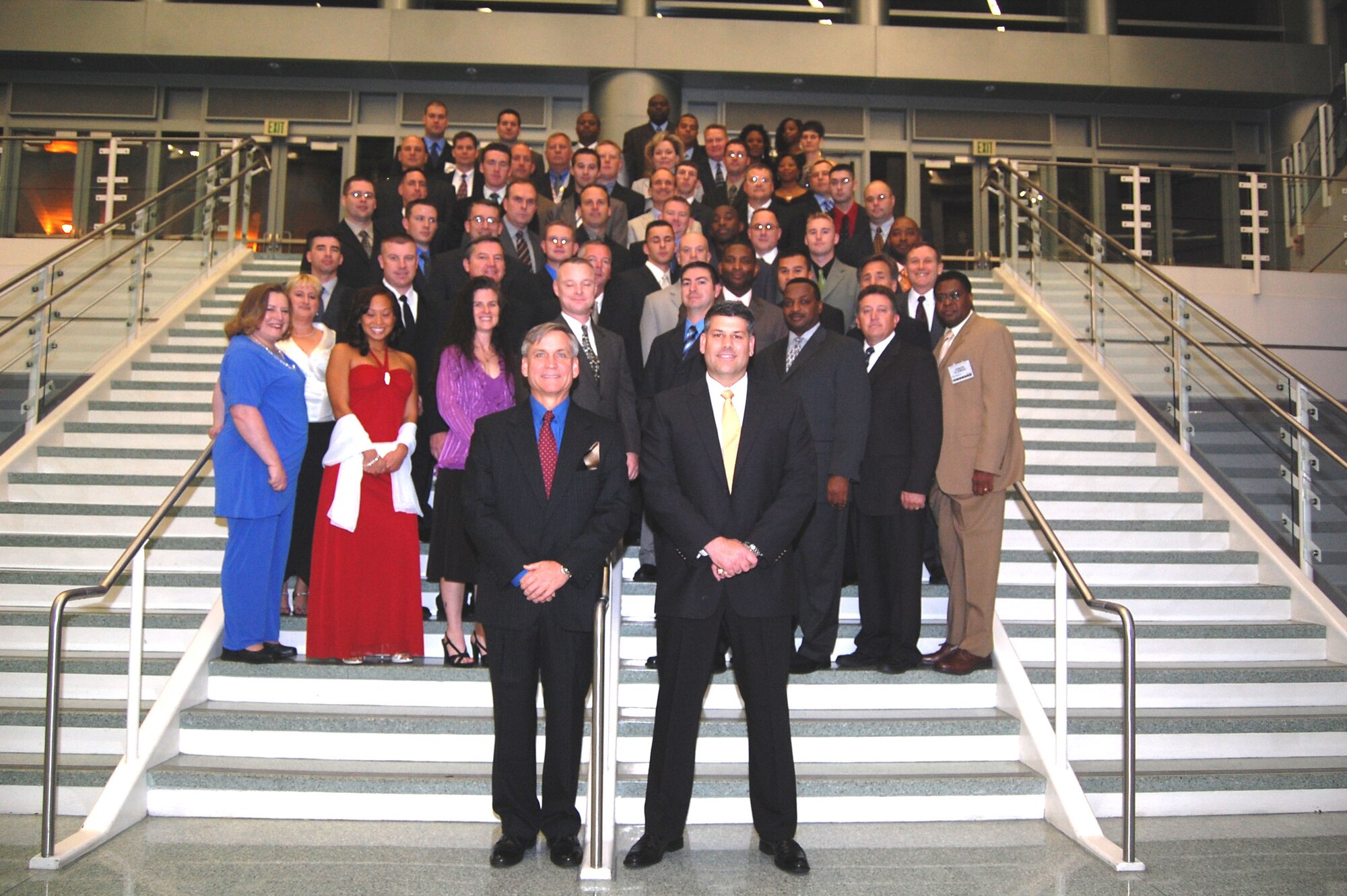 Attendees from the U.S. Air Force Expeditionary Center on Fort Dix, N.J., stop for a group photo prior to the banquet for the 2008 Airlift/Tanker Association Convention Nov. 8, 2008, in Anaheim, Calif. (U.S. Air Force Photo/Tech. Sgt. Scott T. Sturkol)