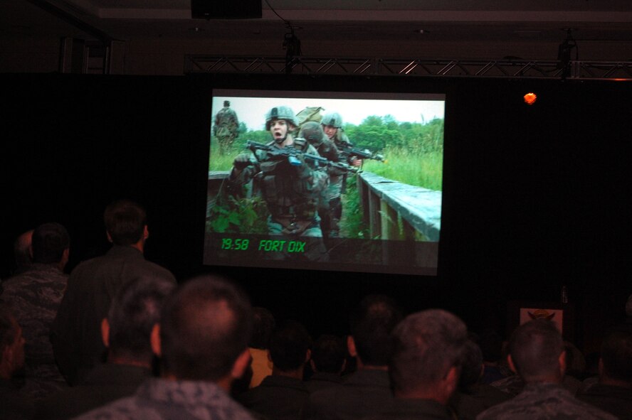 From Air Mobility Command's "2400 ZULU" video, the U.S. Air Force Expeditionary Center at Fort Dix, N.J., is highlighted at the closing of Gen. Arthur Lichte's presention on AMC Nov. 8 as part of the 2008 Airlift/Tanker Association convention in Anaheim, Calif.  (U.S. Air Force Photo/Tech. Sgt. Scott T. Sturkol)