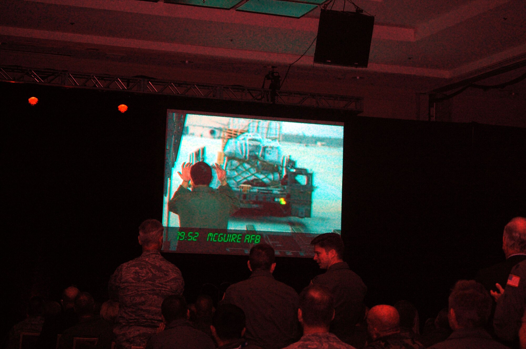 From Air Mobility Command's "2400 ZULU" video, McGuire Air Force Base, N.J., is highlighted at the closing of Gen. Arthur Lichte's presention on AMC Nov. 8 as part of the 2008 Airlift/Tanker Association convention in Anaheim, Calif.  (U.S. Air Force Photo/Tech. Sgt. Scott T. Sturkol)
