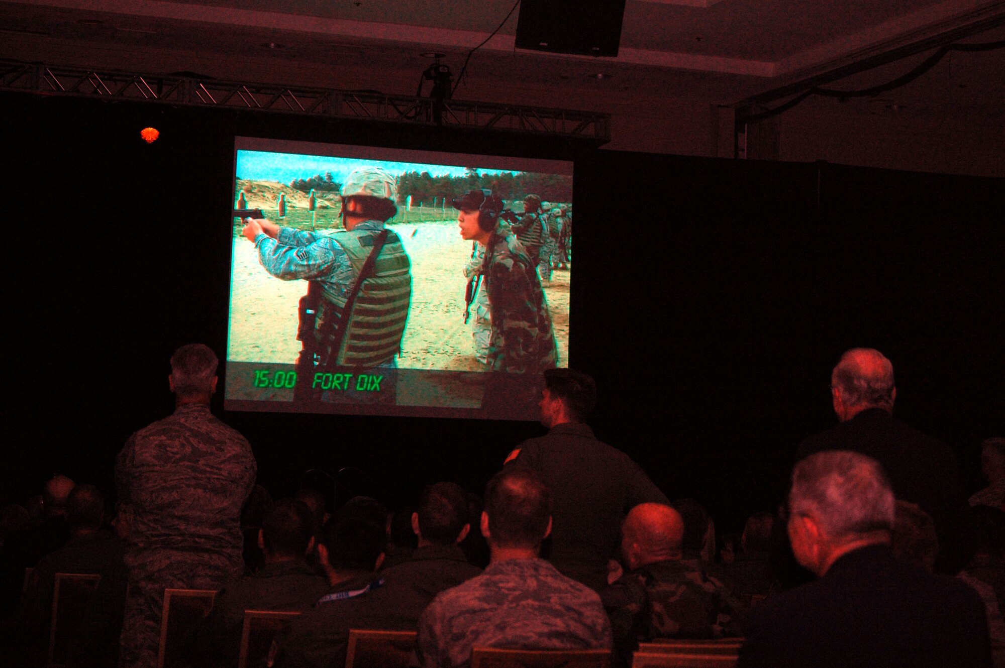 From Air Mobility Command's "2400 ZULU" video, the U.S. Air Force Expeditionary Center at Fort Dix, N.J., is highlighted at the closing of Gen. Arthur Lichte's presention on AMC Nov. 8 as part of the 2008 Airlift/Tanker Association convention in Anaheim, Calif.  (U.S. Air Force Photo/Tech. Sgt. Scott T. Sturkol)