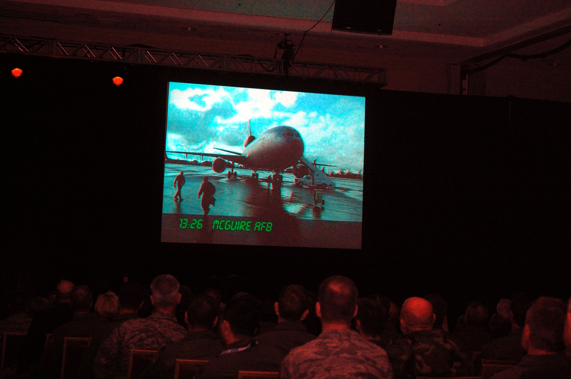 From Air Mobility Command's "2400 ZULU" video, McGuire Air Force Base, N.J., is highlighted at the closing of Gen. Arthur Lichte's presention on AMC Nov. 8 as part of the 2008 Airlift/Tanker Association convention in Anaheim, Calif.  (U.S. Air Force Photo/Tech. Sgt. Scott T. Sturkol)
