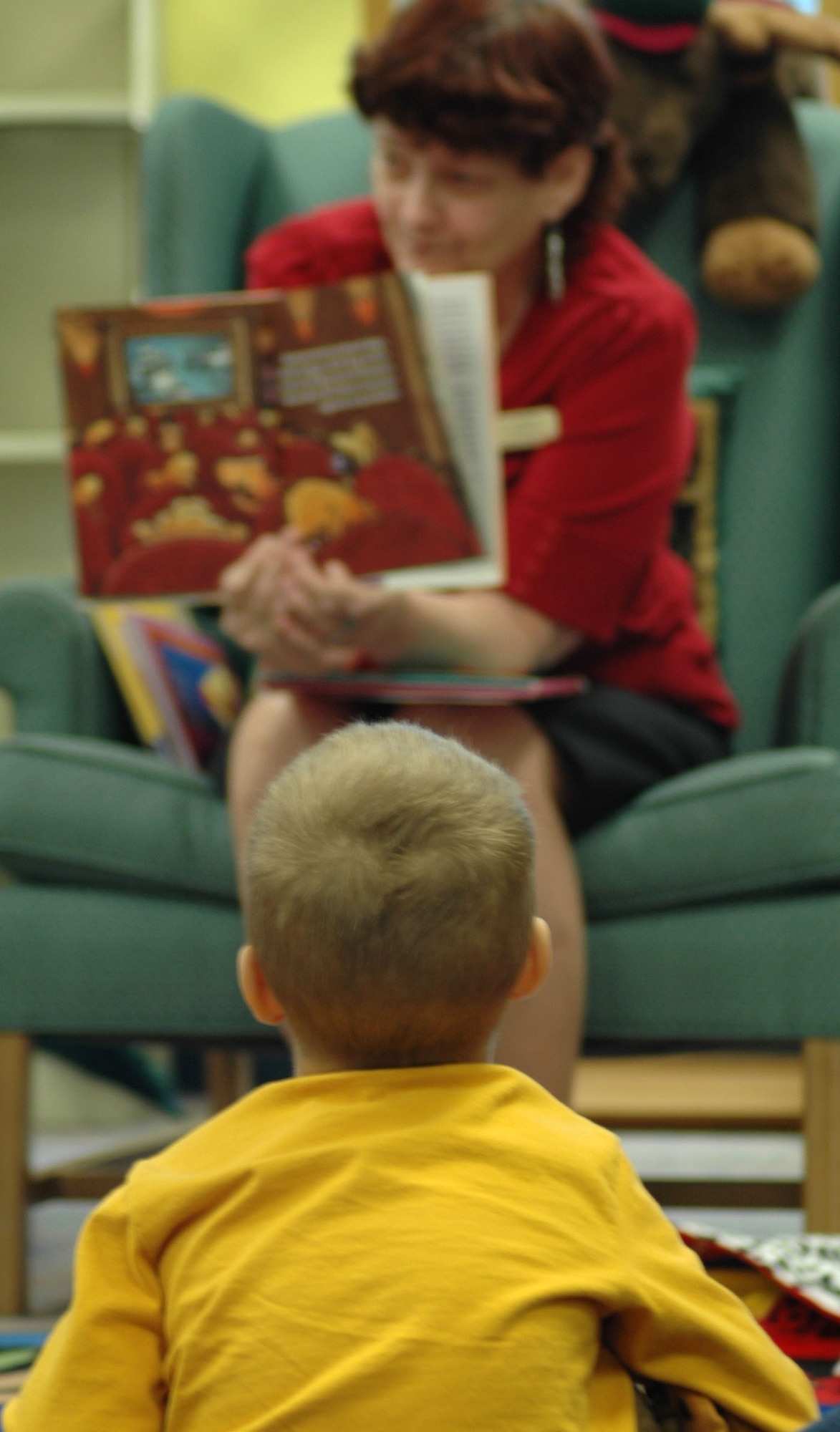 EGLIN AIR FORCE BASE, Fla. -- The Eglin Base Library continues their commitment to the community as a focal point for knowledge and growth by implementing programs such as the Read-2-Dog program during Story Time, which encourages children to read in a unique and fun way. The library also has implemented other programs and expanded new sections dedicated to deployed Airmen and their family members that help relieve some of the stress that accompany deployment. (US Air Force photo/ Airman 1st Class Anthony Jennings)