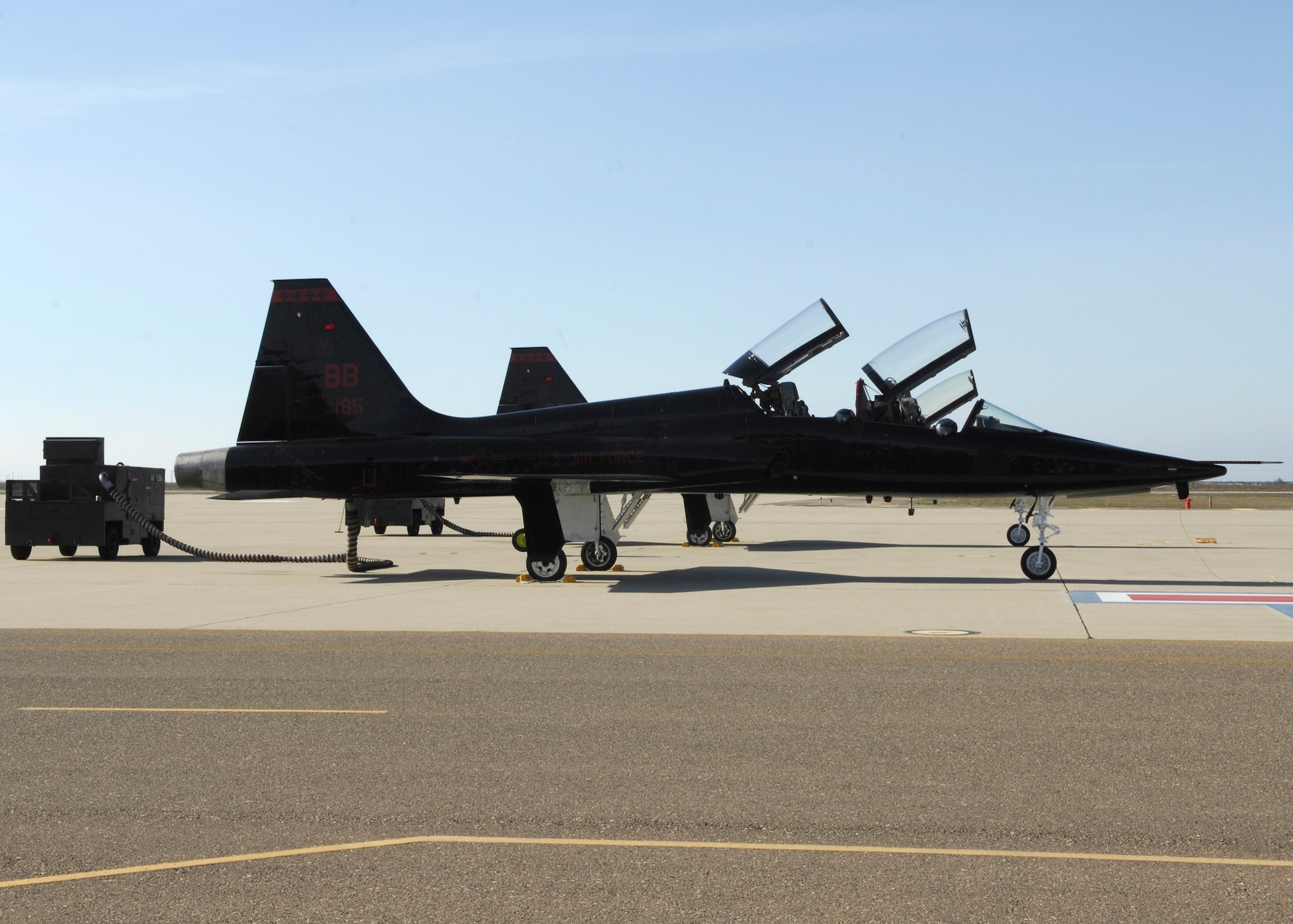 VANDENBERG AIR FORCE BASE, Calif -- Two T-38 jets from Beale Air Force Base refuel at Vandenberg's flight line. The two jets brought visitors to Vandenberg for official business. (U.S. Air Force photo/Airman 1st Class Heather Shaw)