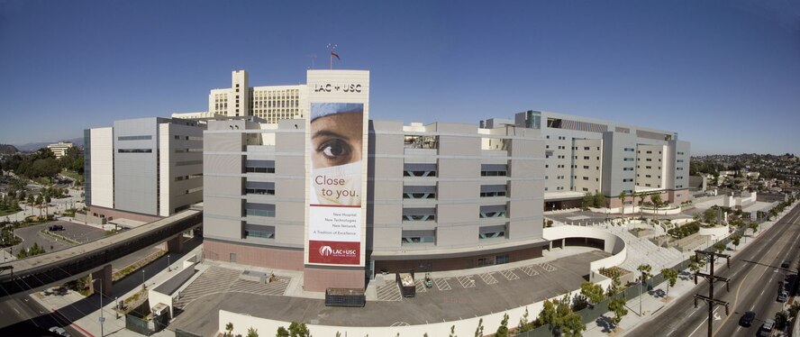 The new $1.02 billion LAC+USC Medical Center covers three city blocks, and its highest tower is eight stories. (Courtesy photo/LAC+USC Medical Center)