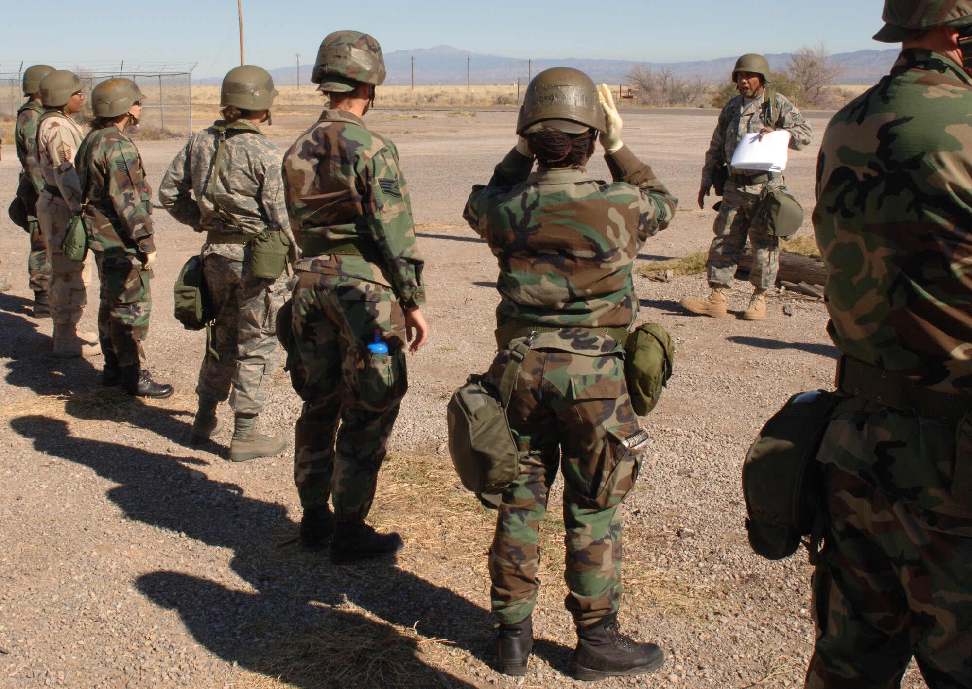 Approximately 30 members from the 49th Fighter Wing were called to perform a simulated search and recovery during Exercise Coronet Gold Rush 08-08 at Holloman Air Force Base, N.M., Nov. 20. The team was called to the area to recover the simulated remains of an Airman who was unaccounted for after a improvised explosive device hit a resupply convoy. (U.S. Air Force photo/Airman 1st Class Michael Means)