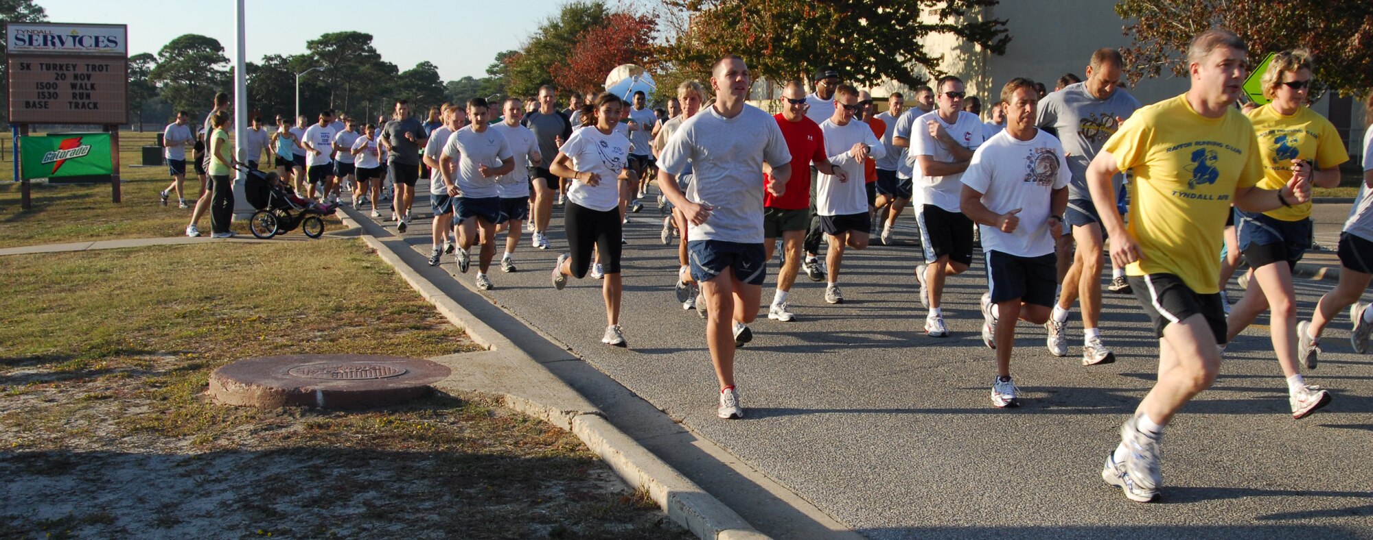 Team Tyndall members participated in Tyndall's 15th annual Turkey Trot 5k Walk/Run Thursday at the Fitness Center.  More than 100 participants showed up for the run.  (U.S. Air Force photo by Lisa Norman)