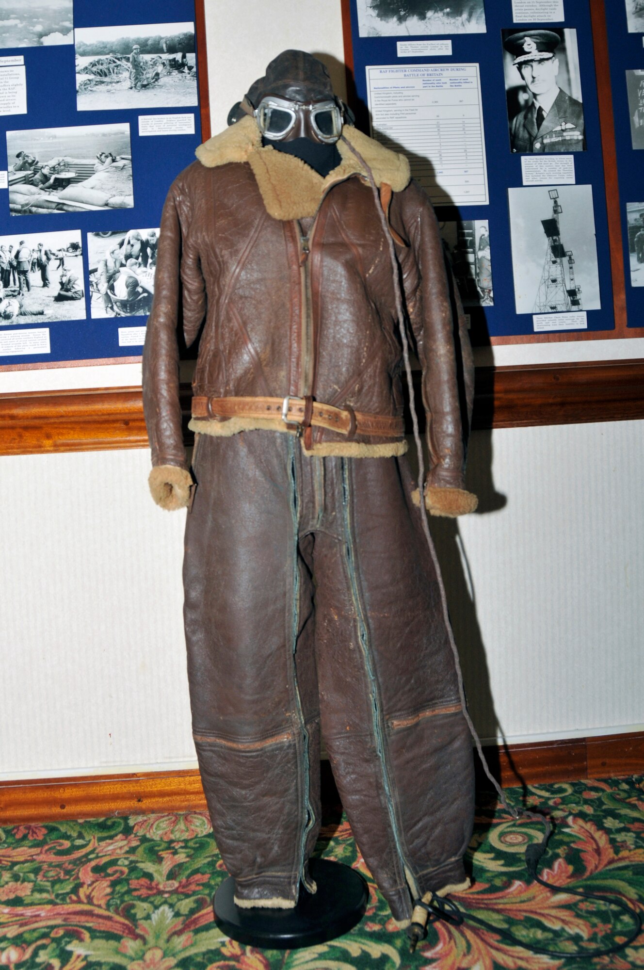 A WWII era flight suit, Nov 14 at RAF Lakenheath, England The  48th Fighter Wing displayed the capabilities of the wing during the 60th anniversary of RAF Lakenheath. (U.S. Air Force photo by Airman 1st Class Perry Aston) 