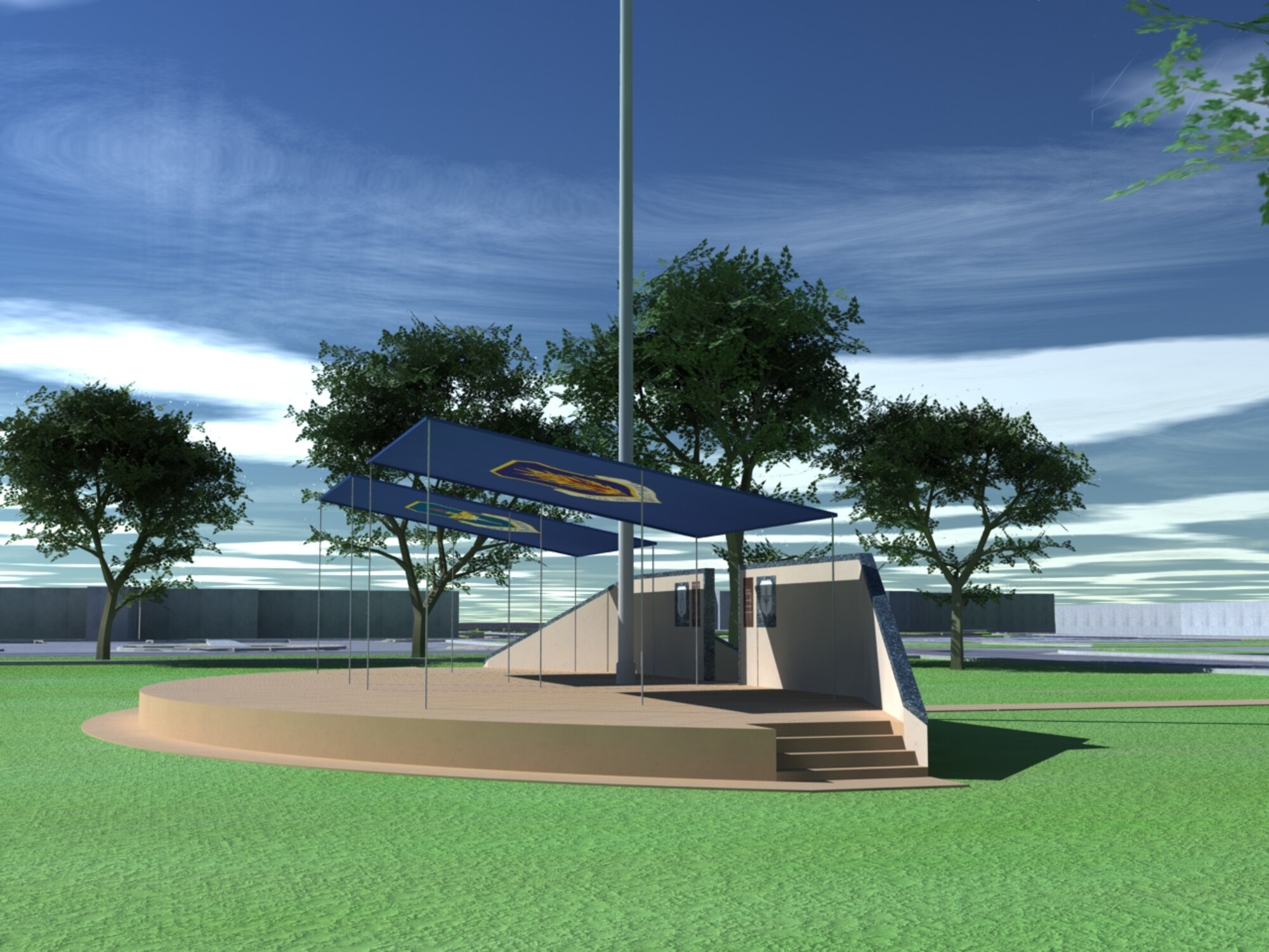 The future parade grounds stage as viewed from the north side of the field (submitted by Mr. Cort Campbell/97 CE)