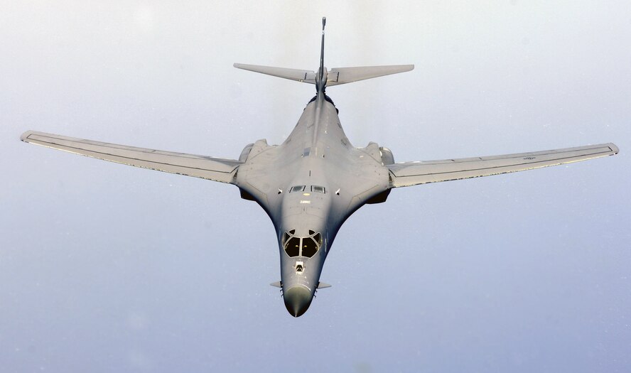 A B-1B Lancer prepares to connect with a KC-135 Stratotanker refueling boom over the Indian Ocean. A B-1B like this one flew a close-air-support mission in support of Operation Enduring Freedom and bombed anti-Afghan forces. (U.S. Air Force photo/Staff Sgt. Brian Ferguson)