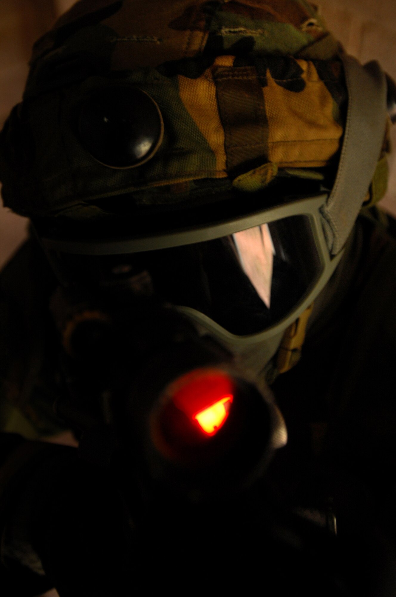 Airman 1st Class Robert Meza, 422nd Security Forces Squadron, Royal Air Force, Croughton, England, keeps his eyes on target during urban operations training as a part of a two-week long Creek Defender course, Nov. 18, 2008, Baumholder, Germany. (U.S. Air Force photo by Airman 1st Class Kenny Holston)