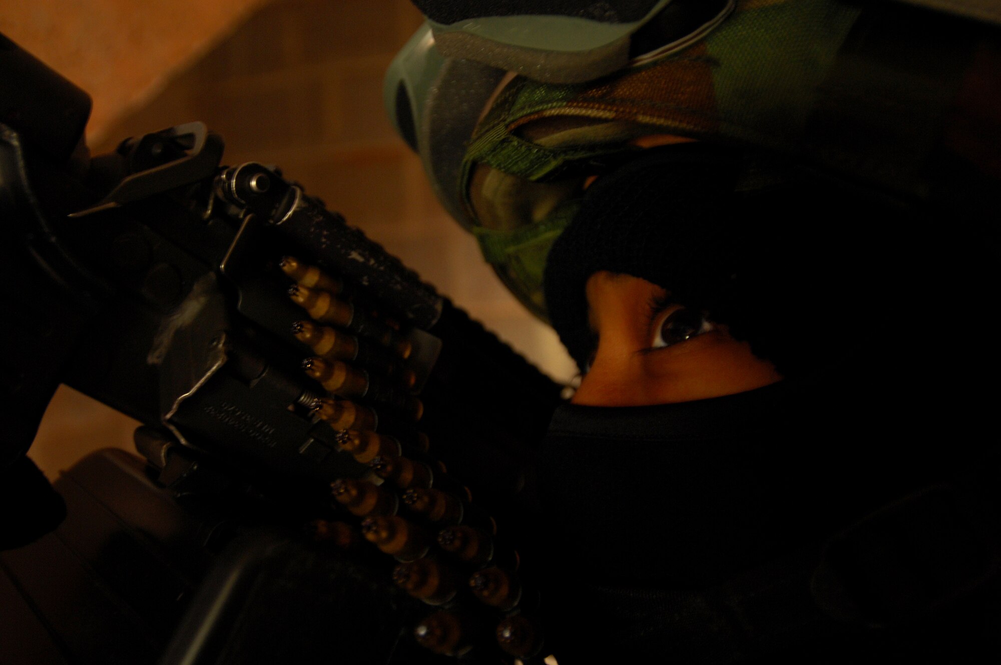 Airman 1st Class Yazmine Nash, 423rd Security Forces Squadron, Royal Air Force Alconbury, England, keeps her eyes on target during urban operations training as a part of a two-week long Creek Defender course, Nov. 18, 2008, Baumholder, Germany. (U.S. Air Force photo by Airman 1st Class Kenny Holston)  