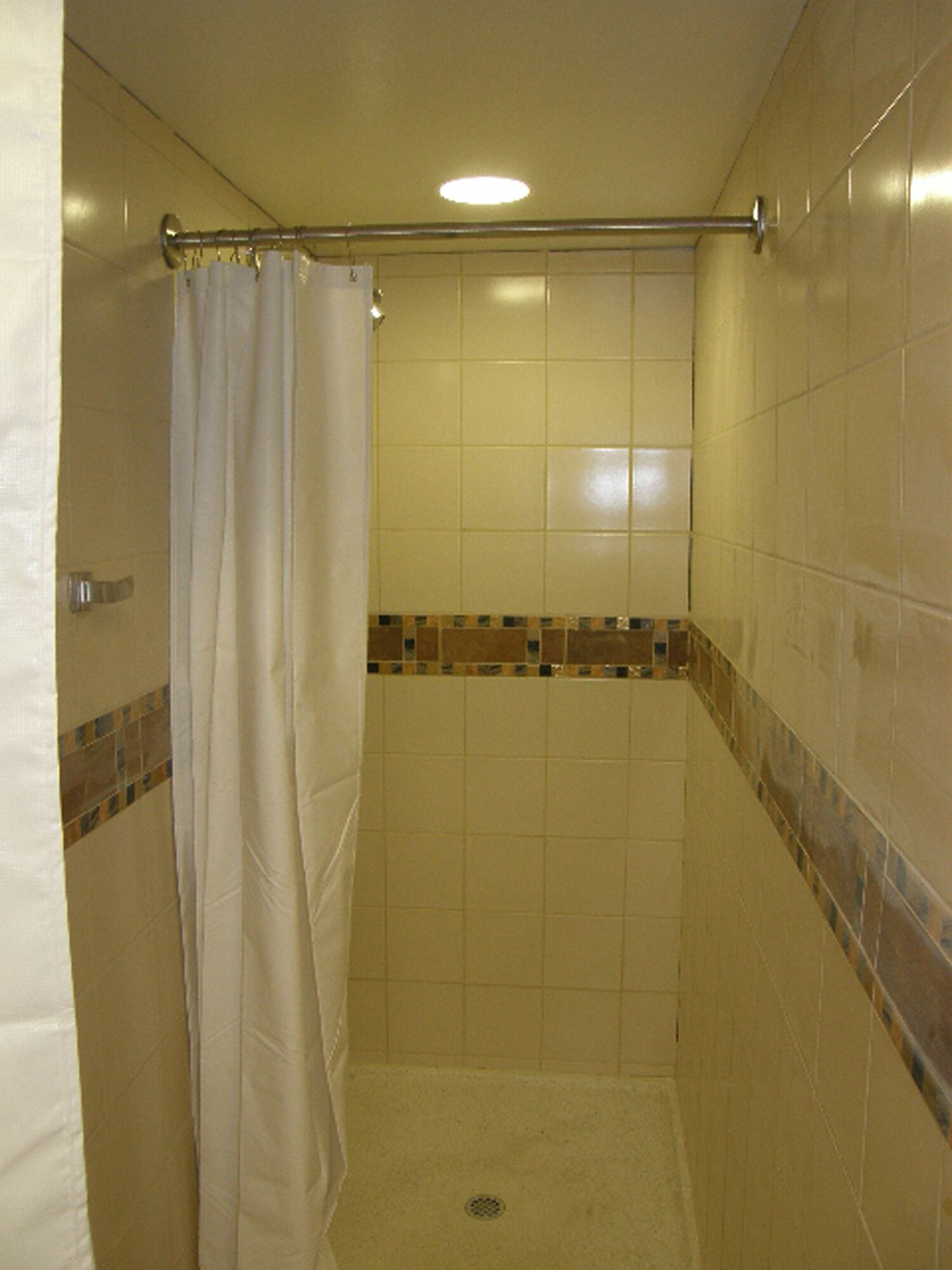 The showers in the new fitness center here feature tiled flooring and more privacy than the current facility. (U.S. Air Force photo/Tech. Sgt. Scott Devore)