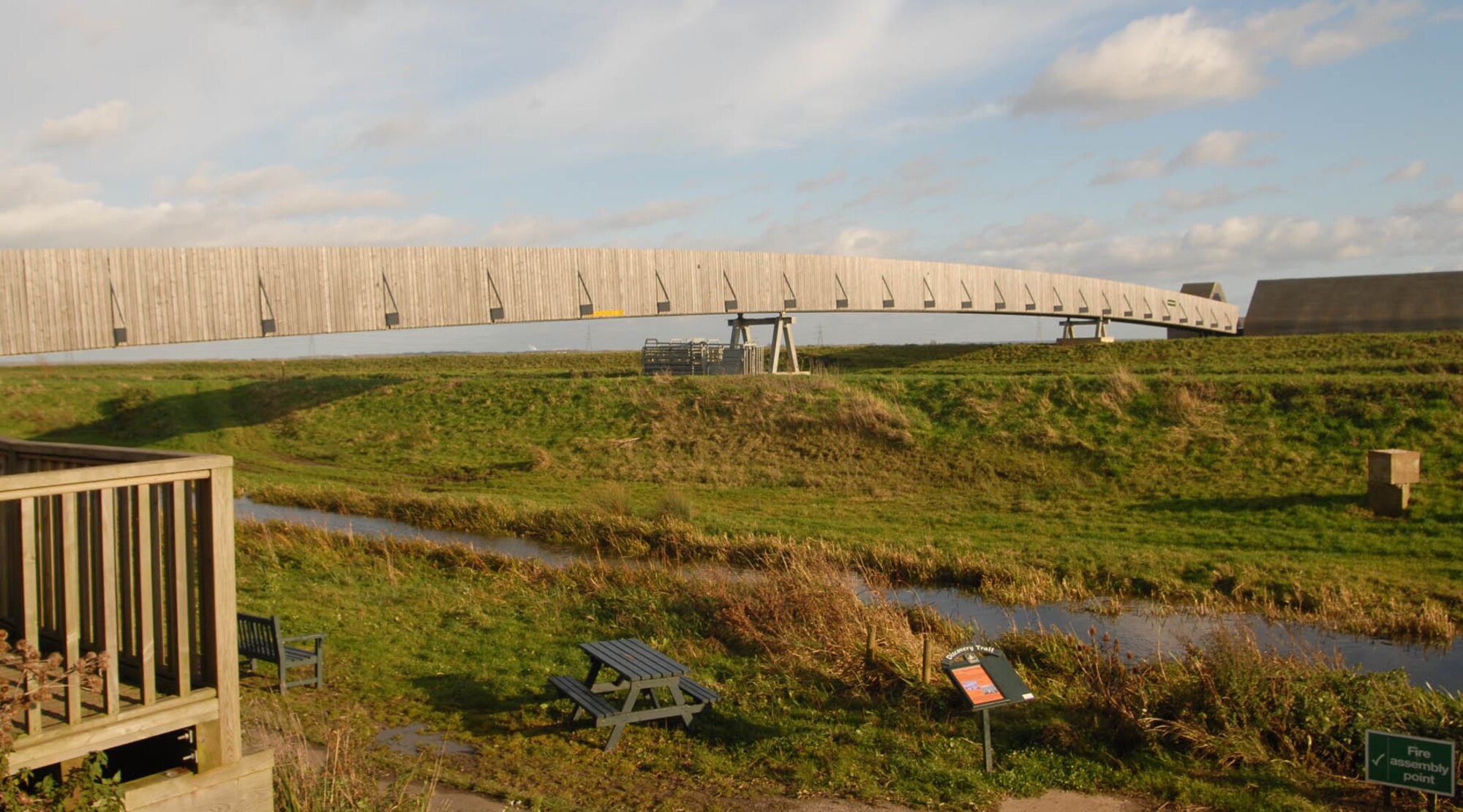 An Impressive bridge spans the road and river leading from the Eco-centre to the Reserve. (Photo by Judith Wakelam)