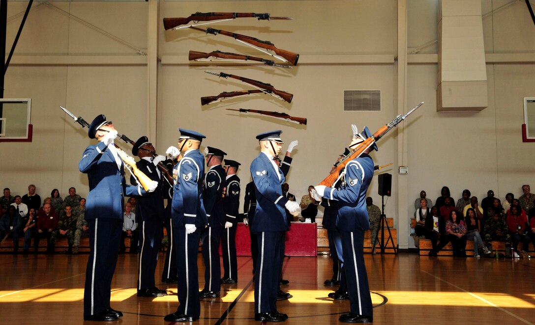 Members of the U. S. Air Force Honor Guard Drill Team perform Nov. 19 during Air Force Week - Los Angeles at the Space and Missile Systems Center, Los Angeles Air Force Base, Calif.  Air Force Week serves as the premier platform to share the Air Force story with the American public.  (U.S. Air Force photo/Lou Hernandez)