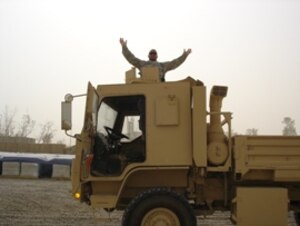 CAMP TAJI, Iraq - Tech. Sgt. Greer W. P. Stevenson Jr., is currently deployed from Langley. He said the most useful items he packed was Purell instant hand sanitizer and small packs of Wet Ones. (Courtesy photo)