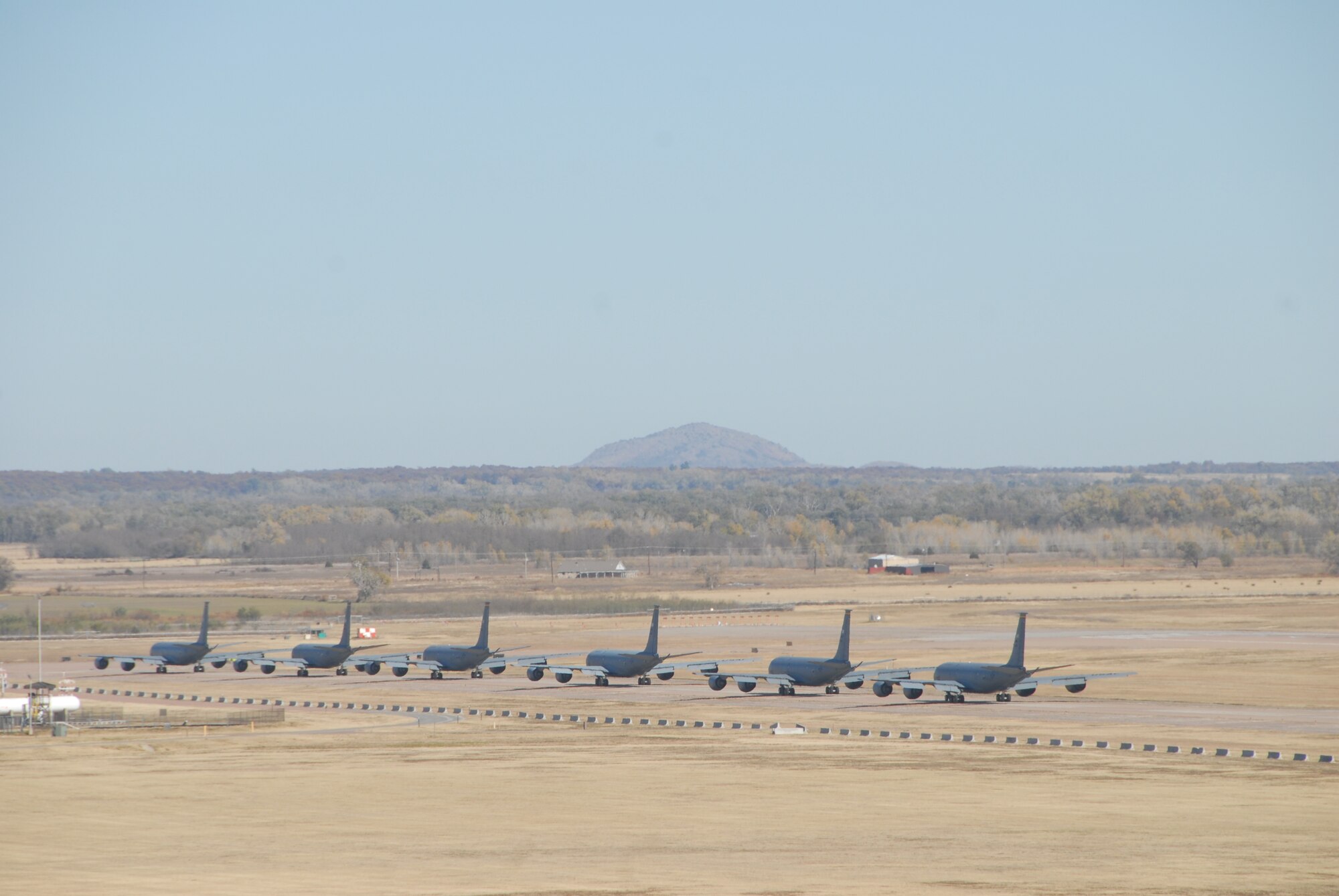 Six KC-135 tankers prepare to lift off and participate in the Mobility Air Forces Exercise Nov. 19 (U.S. Air Force photo/Airman 1st Class Marianne E. Lane)