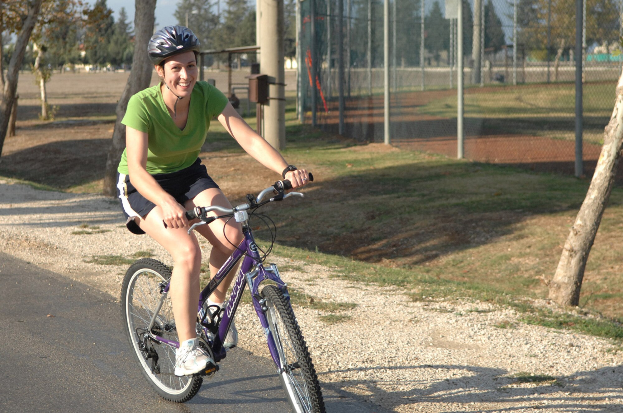 1st Lt. Sarah Montoya-Ortega, 39th Medical Operations Squadron, begins a 10k bike race after finishing a 5k run during Incirlik’s dual-a-thon Nov. 22.