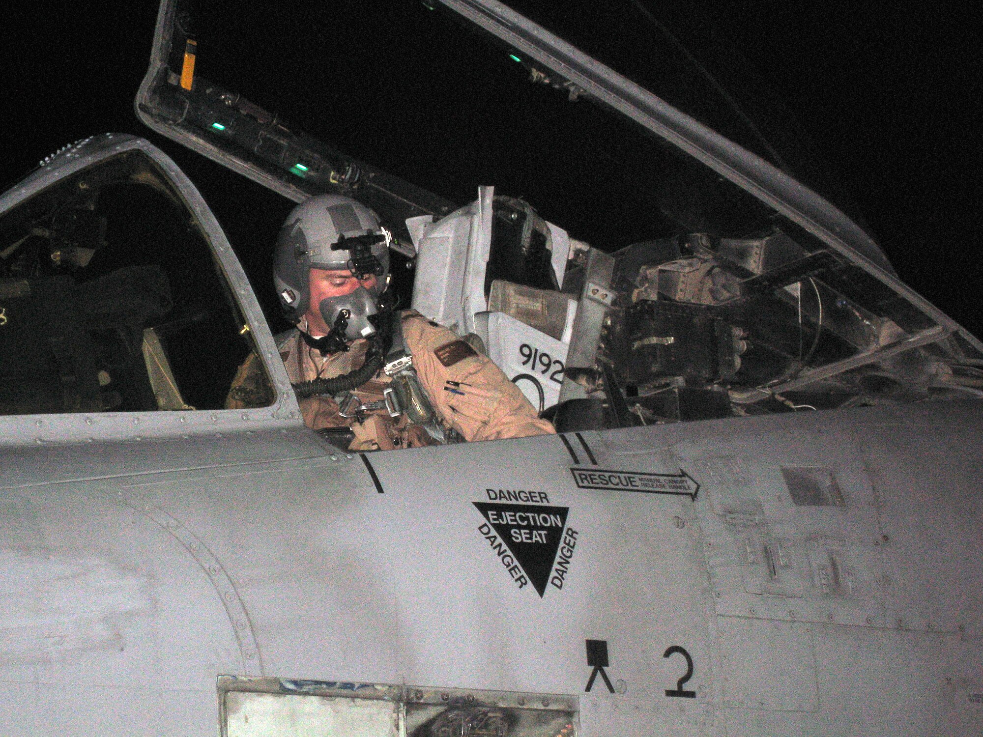 Lt. Col. David Dressel, a pilot with the 75th Expeditionary Fighter Squadron, powers down his A-10 Thunderbolt II after flying his 3,000th hour in the aircraft Nov. 21 at Bagram Air Field, Afghanistan. Colonel Dressel, deployed from Moody Air Force Base, Ga., is among a handful of active-duty pilots to reach this milestone. (Courtesy photo)