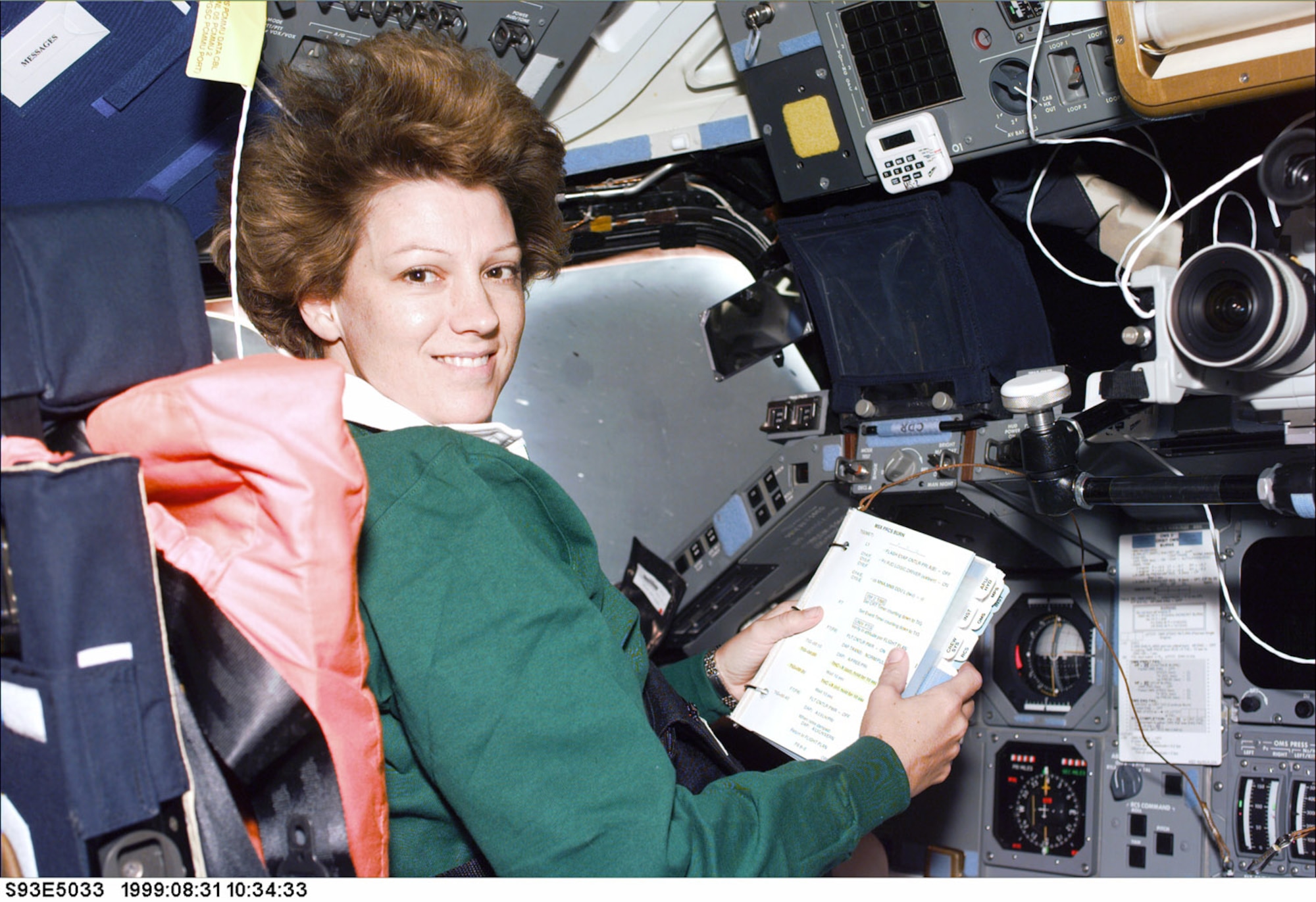 Air Force Col. Eileen Collins made NASA history in 1999 as the first woman to command the space shuttle. Colonel Collins was attending Air Force Test Pilot School at Edwards Air Force Base, Calif., when NASA officials selected her for the astronaut program. (NASA photo)