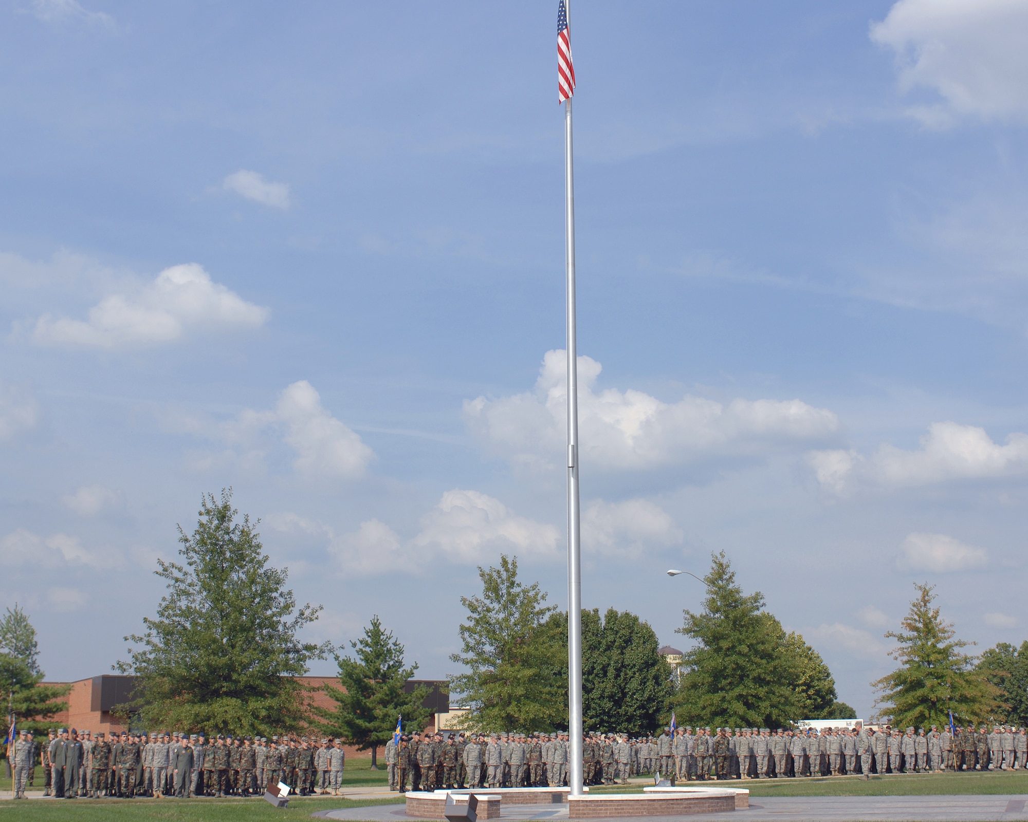 WHITEMAN AIR FORCE BASE, Mo. - Members of Team Whiteman form up for the annual Prisoner of War/Missing in Action ceremony Sept. 19.  More than 150 members of Team Whiteman participated in the ceremony. (U.S. Air Force photo/Staff Sgt Charles D. Larkin Sr.)