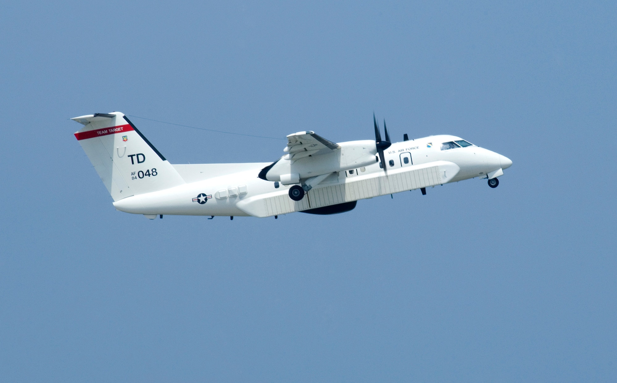 An E-9A takes off from Tyndall Air Force Base, Fla. during a Combat Archer training exercise. The E-9 is used as a surveillance platform over the Gulf of Mexico waters providing telemetry and radio relays in support of air-to-air weapons systems evaluations.(U.S. Air Force photo/Staff Sgt. Bennie J. Davis III)