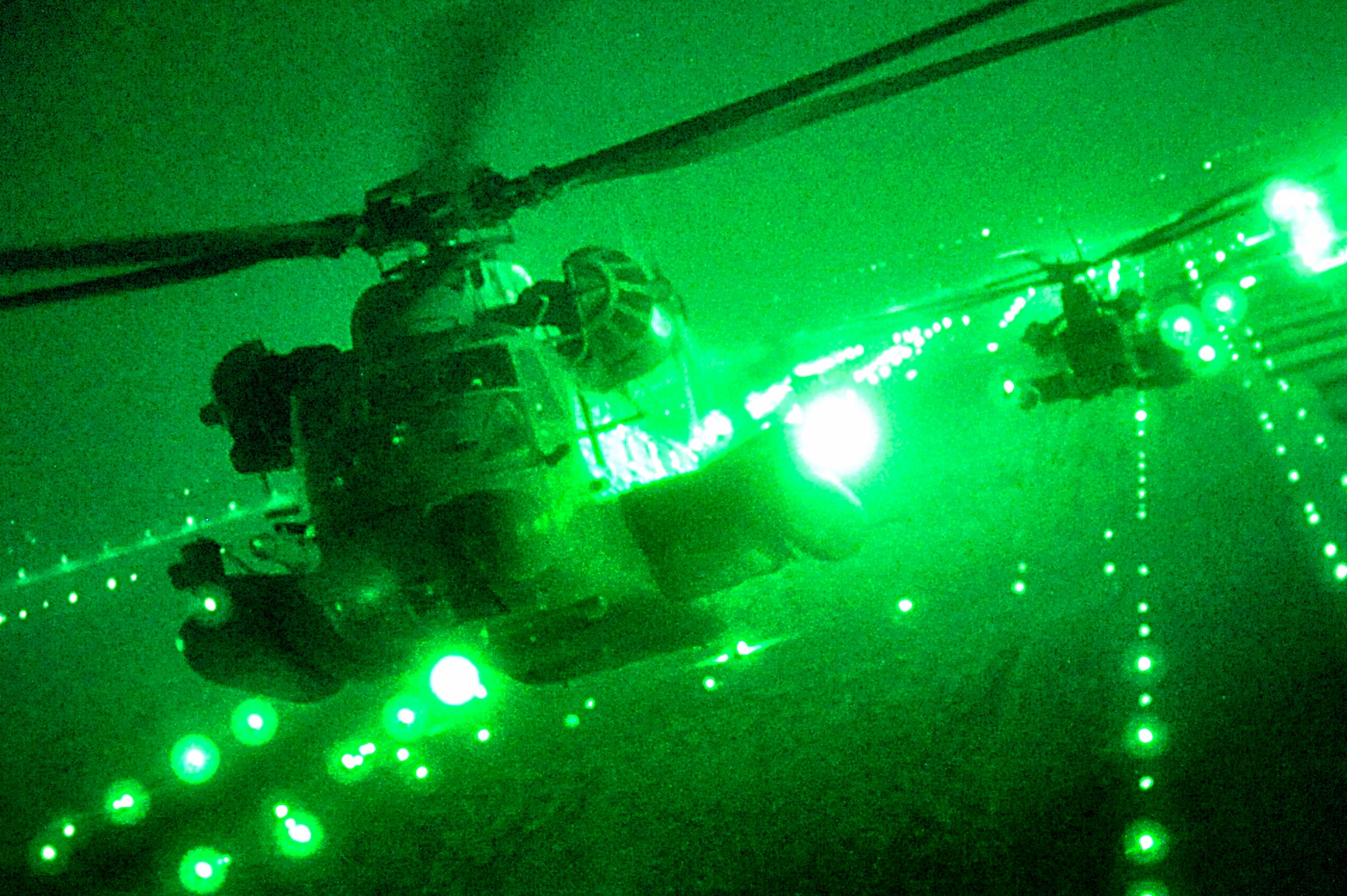 MH-53 Pave Lows from the 20th Expeditionary Special Operations Squadron fly over Iraq on their last combat missions Sept 27. The MH-53 is being retired after nearly 40 years of service to the Air Force. (U.S. Air Force photo) 
