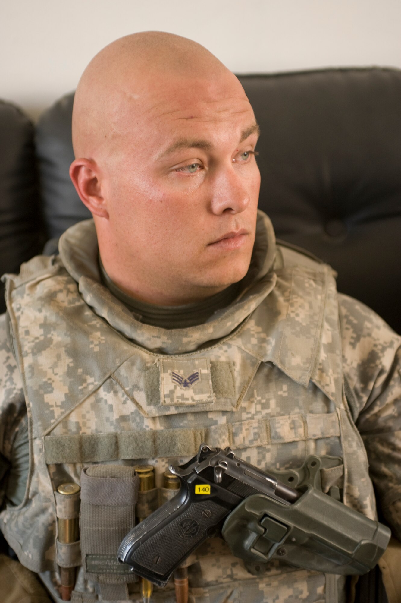 BAGRAM AIR FIELD, Afghanistan – Senior Airman Andrew Kief, a Kapisa and Parwan Provincial Reconstruction Team security forces member, during this deployment, has taken on the responsibility of serving as a convoy commander at times. He also serves as a member of the PRT police technical assistance team where he helps coach, mentor and train ANP forces in security responsibilities to the citizens of Afghanistan.  According to his PRT commander, Lt. Col. Bill Anderson, “I have got a young mentor out there, an airman’s rank, teaching the security force that is going to carry Afghanistan in the future. It is pretty remarkable.” Airman Kief is deployed from 56th Security Forces Squadron at Luke Air Force Base, Ariz. (U.S. Air Force photo/Master Sgt. Keith Brown)  