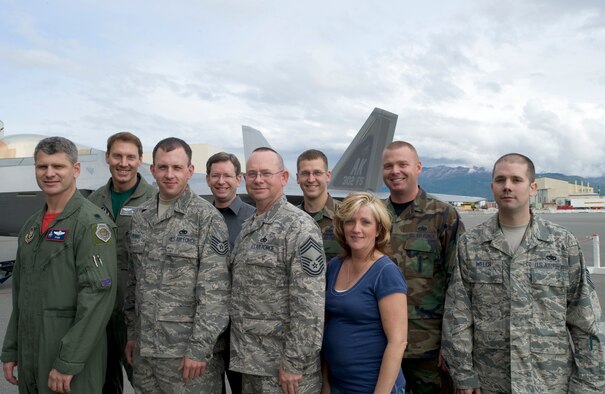 The 477th Fighter Group outstanding performers were recognized during the Elmendorf AFB, Alaska Initial Operational Capability ceremony September 10.  The IOC celebration was held to recognize the first attainment of the capability to employ effectively a weapon, item of equipment, or system of approved specific characteristics that is manned or operated by an adequately trained, equipped and supported military unit. (U.S Air Force Photo by Senior Airman Matt Owens)