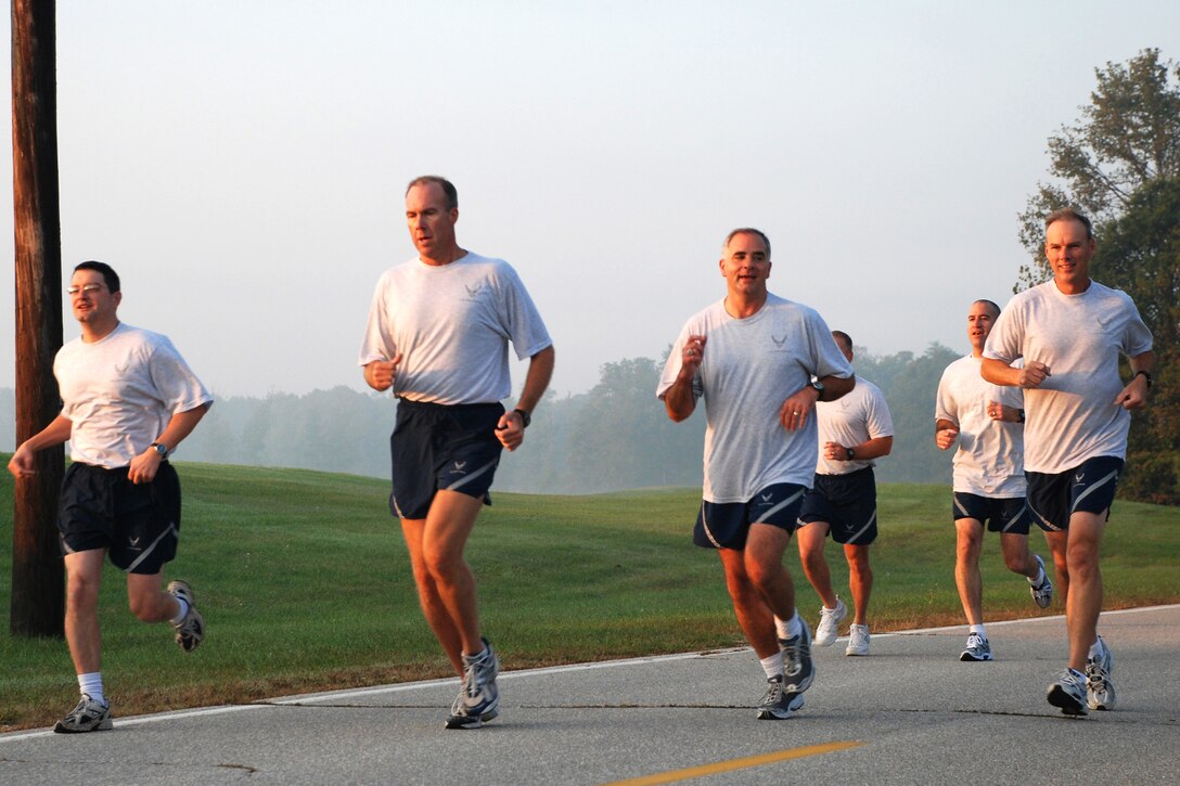 ANDREWS AIR FORCE BASE, Md. -- As a show of support, a number of commanders from units throughout the 459th Air Refueling Wing joined Airmen who were fitness testing. (U.S. Air Force photo/Tech. Sgt. Eric M. Sharman)