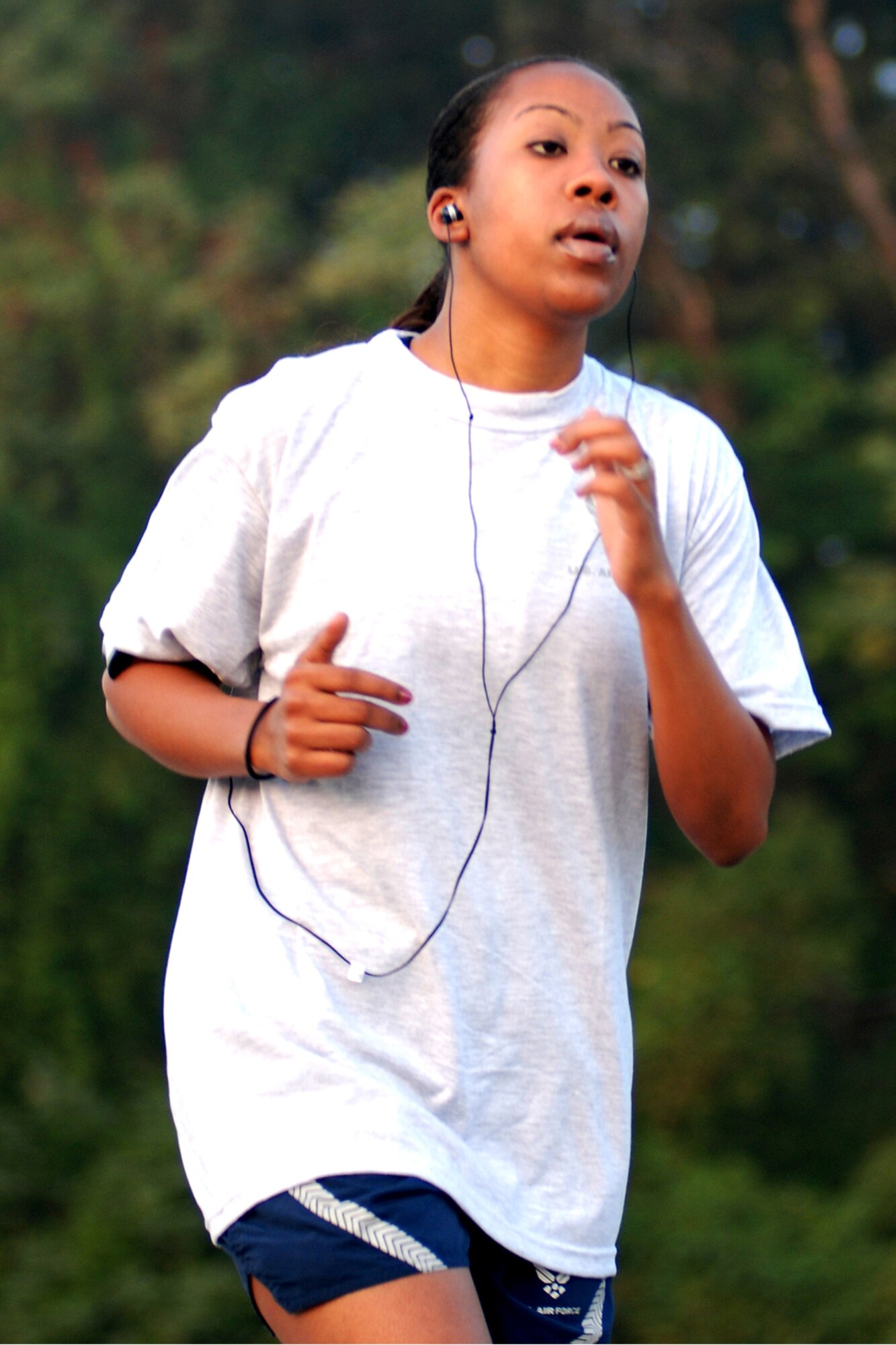 Capt. Tynisha Jones-Vincent, 459th ARW Public Affairs Office officer in charge, concentrates on her breathing during a fitness test here Oct. 5. (U.S. Air Force photo/Tech. Sgt. Eric M. Sharman)