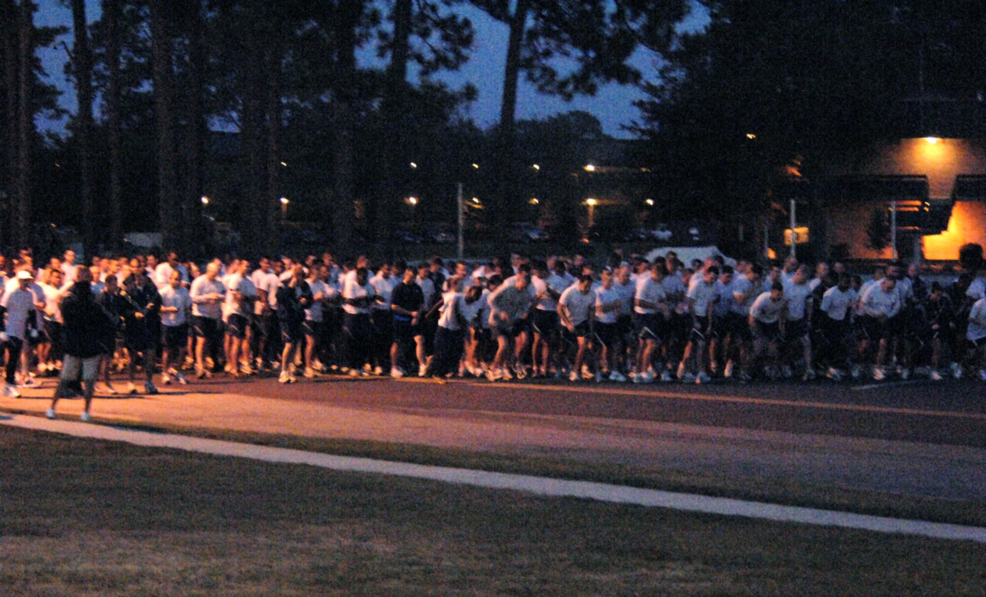 MOODY AIR FORCE BASE, Ga. – Airmen start a five-kilometer run/walk here Oct. 3. Participants in the 5k ran in support of violence prevention month. (U.S. Air Force photo by Airman Joshua A. Green) 