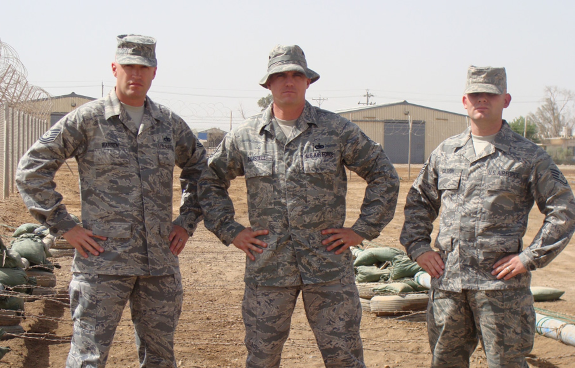 AL TAJI AIR BASE, Iraq -- Tech. Sgt. Brent Warren, left, Tech. Sgt. Chris Ramsdell, center, and Staff Sgt. Matthew Coltrin are military training instructor air advisors with the 370th Expeditionary Training Squadron. (COURTESY PHOTO)