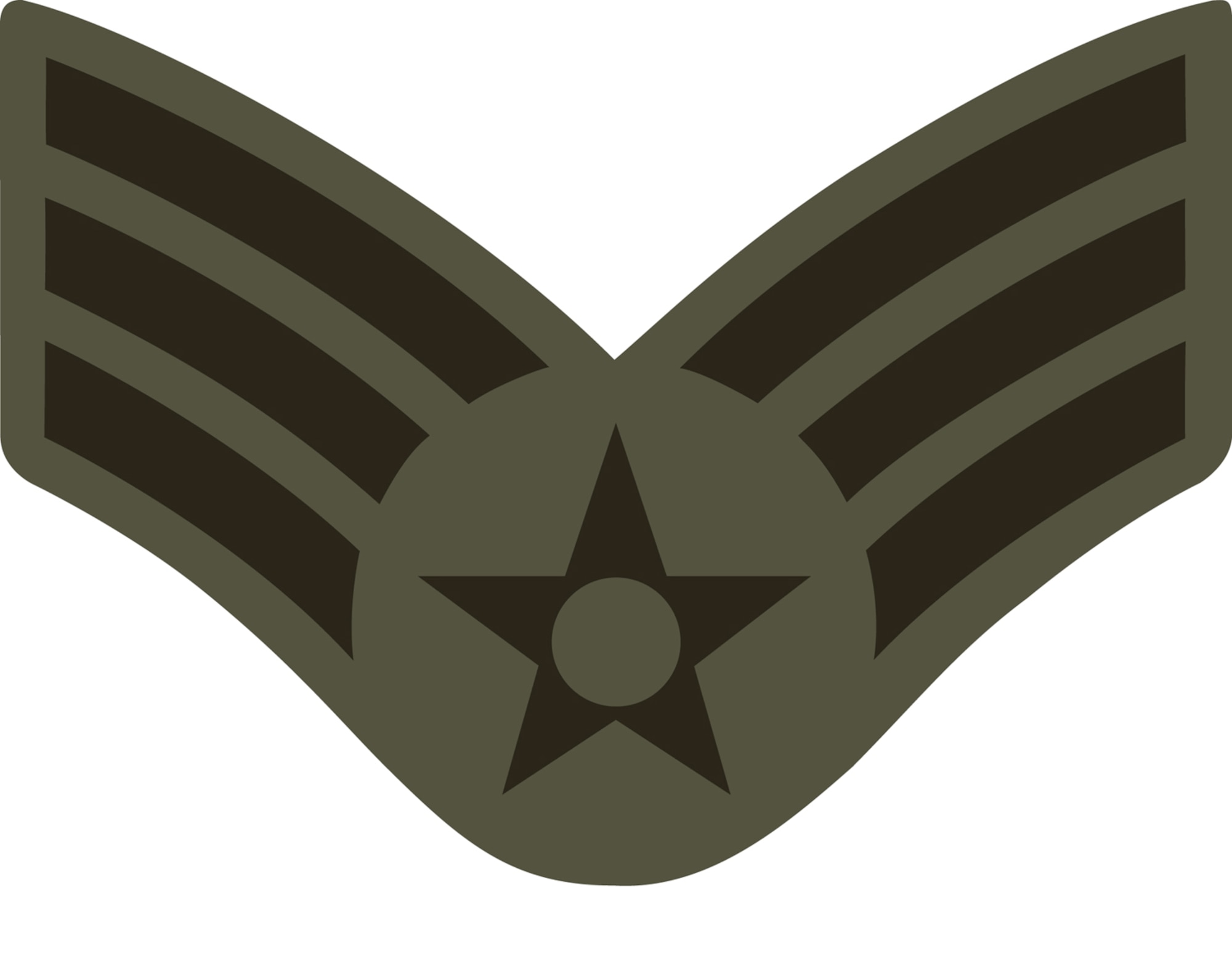 Senior Airman stripes (SrA), E-4 (ABU color).  This graphic is provided by Defense Media Activity-San Antonio and is 5x4 inches @ 300 ppi.