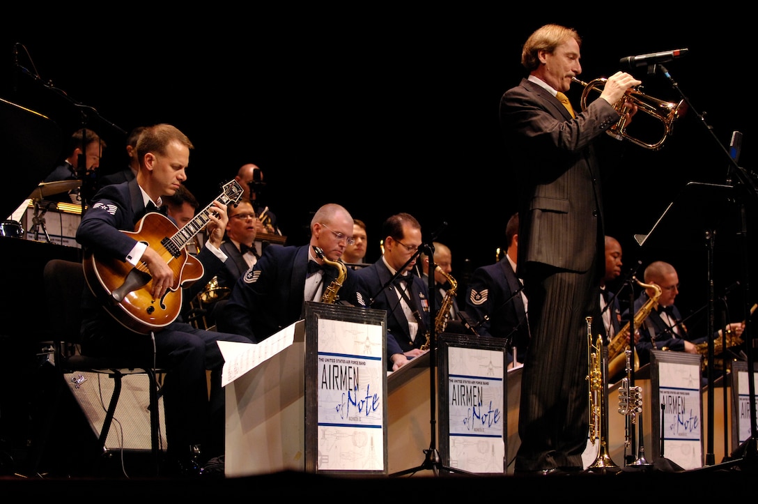 Trumpeter Allen Vizzutti performs with the United States Air Force Band's Airmen of Note on October 3, 2008.  The concert, which took place at the Lisner Auditorium on the campus of George Washington University in Washington, DC, was the second installment of the Airmen of Note's 2008 Jazz Heritage Series. (Official Air Force photo by Senior Airman Marleah Miller)