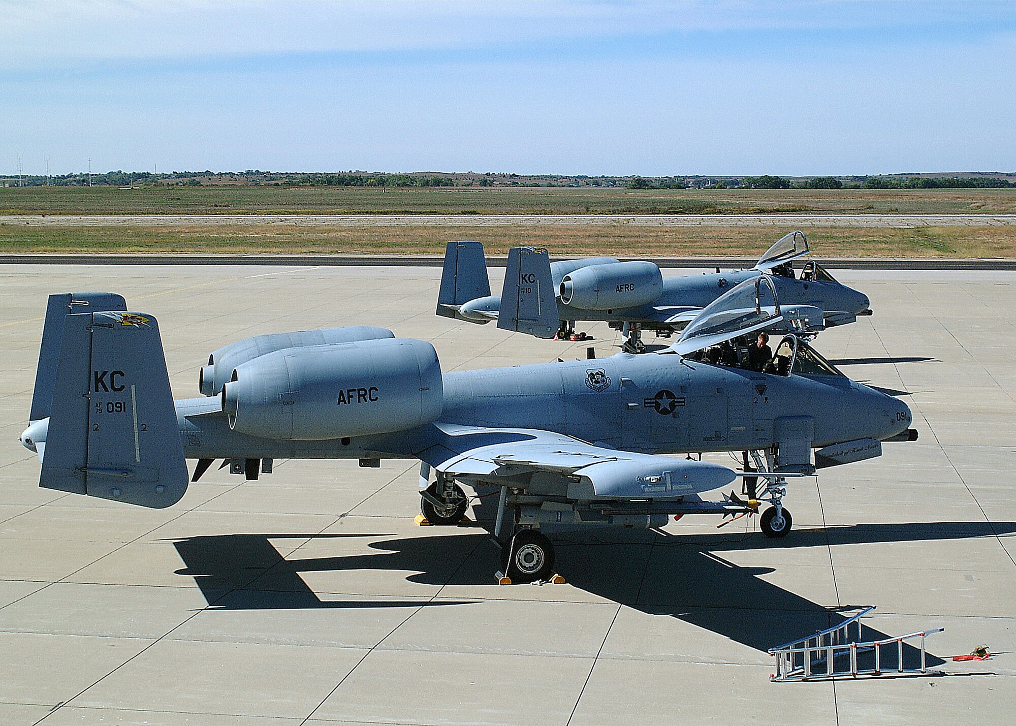 Twenty-five to 30 A-10 Thunderbolt IIs, like these, will participate in Hawgsmoke 2008 in Salina, Kan., Oct. 15 to 18, despite an Air Force time-compliance technical order issued Oct. 3 to inspect for wing cracks on 130 of the service's almost 400 A-10 aircraft.  Hawgsmoke is an Air Force A-10 bombing and gunnery competition held every two years.  (U.S. Air Force photo/Master Sgt. Bill Huntington)