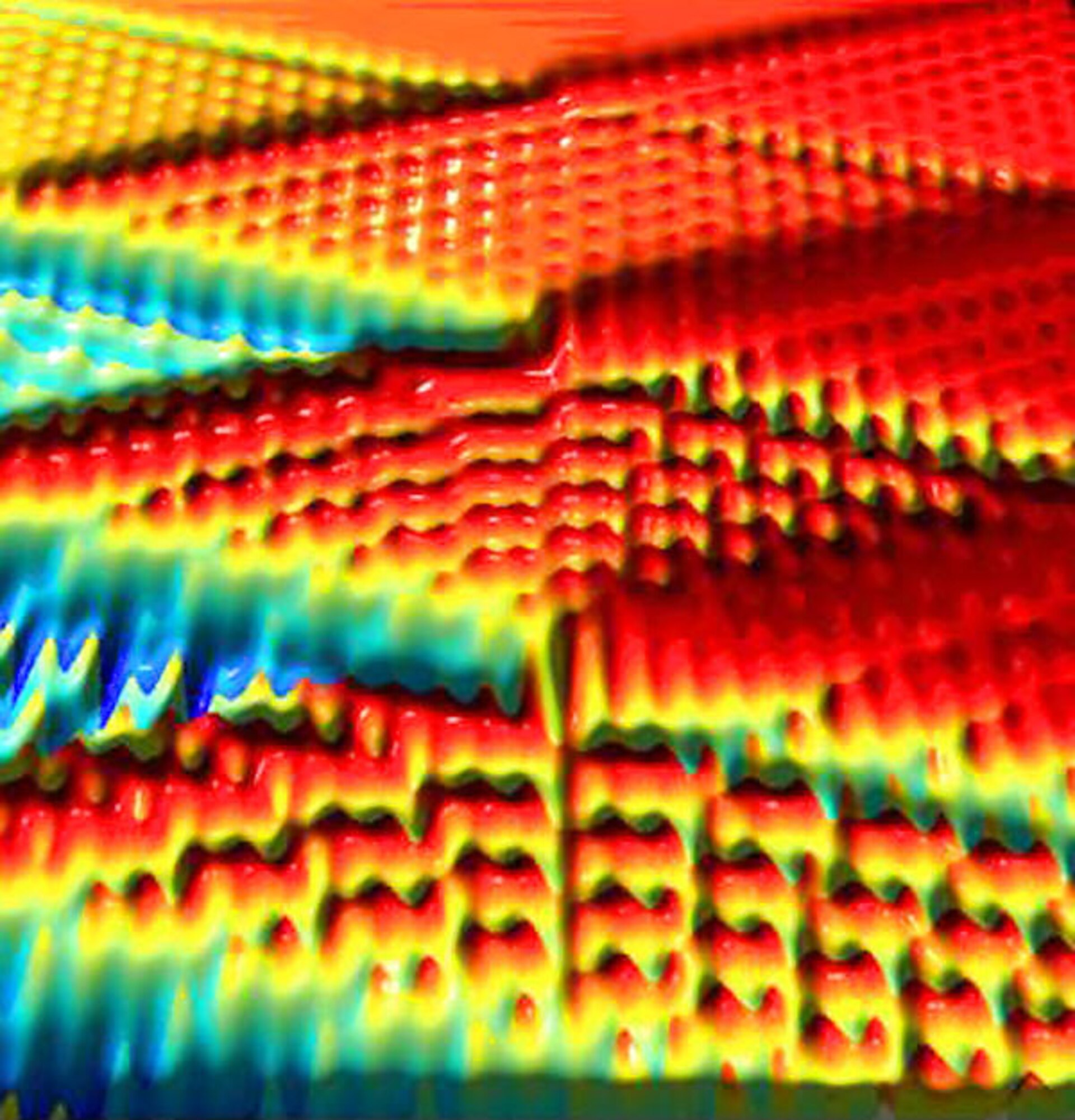 Amplitude spectroscopy energy landscape generates a unique "fingerprint" of an artificial atom's energy-level structure. This fingerprint comprises quantum interference patterns that form an energy-landscape in the space of flux and microwave field amplitude. The peaks and valleys of this landscape take the shape of "diamonds," and, like a fingerprint, provide a unique snapshot of the atom's energy-level structure. (Image courtesy of S.O. Valenzuela and W.D. Oliver)