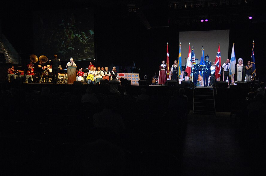 MINOT, N.D. – Members from the Minot Air Force Base honor guard present the colors of the United States during the parade of Flags at the All Seasons Arena here Oct. 2.  As a way to thank military members for their service, Oct.1 and 2 was deemed military appreciation day at the Norsk Hostfest. Active-duty military members and their family received free general admission into the event. (U.S. Air Force photo by Senior Airman Kelly Timney)